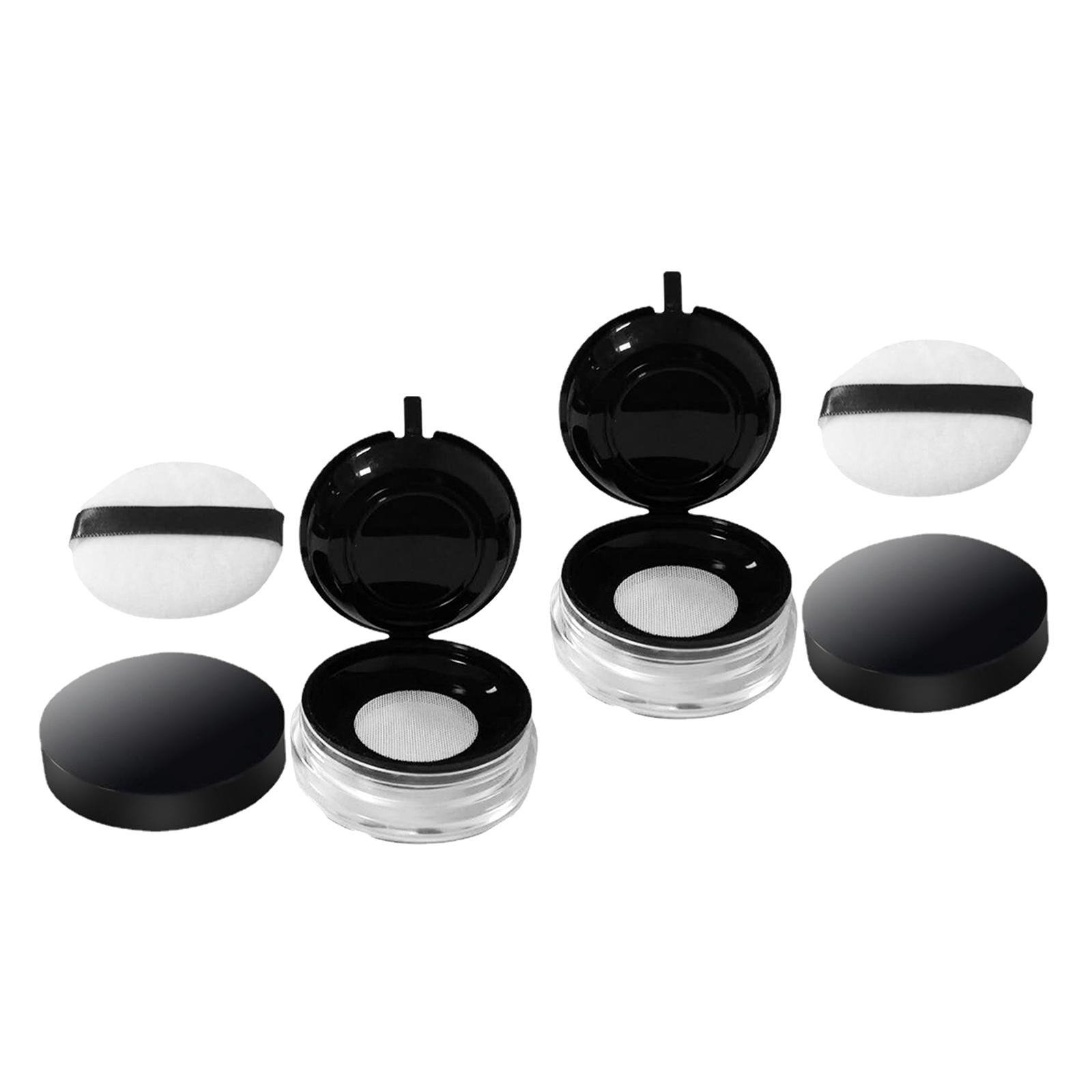 2 Count Empty Makeup Powder Container with Elasticated Net Sifter Plastic