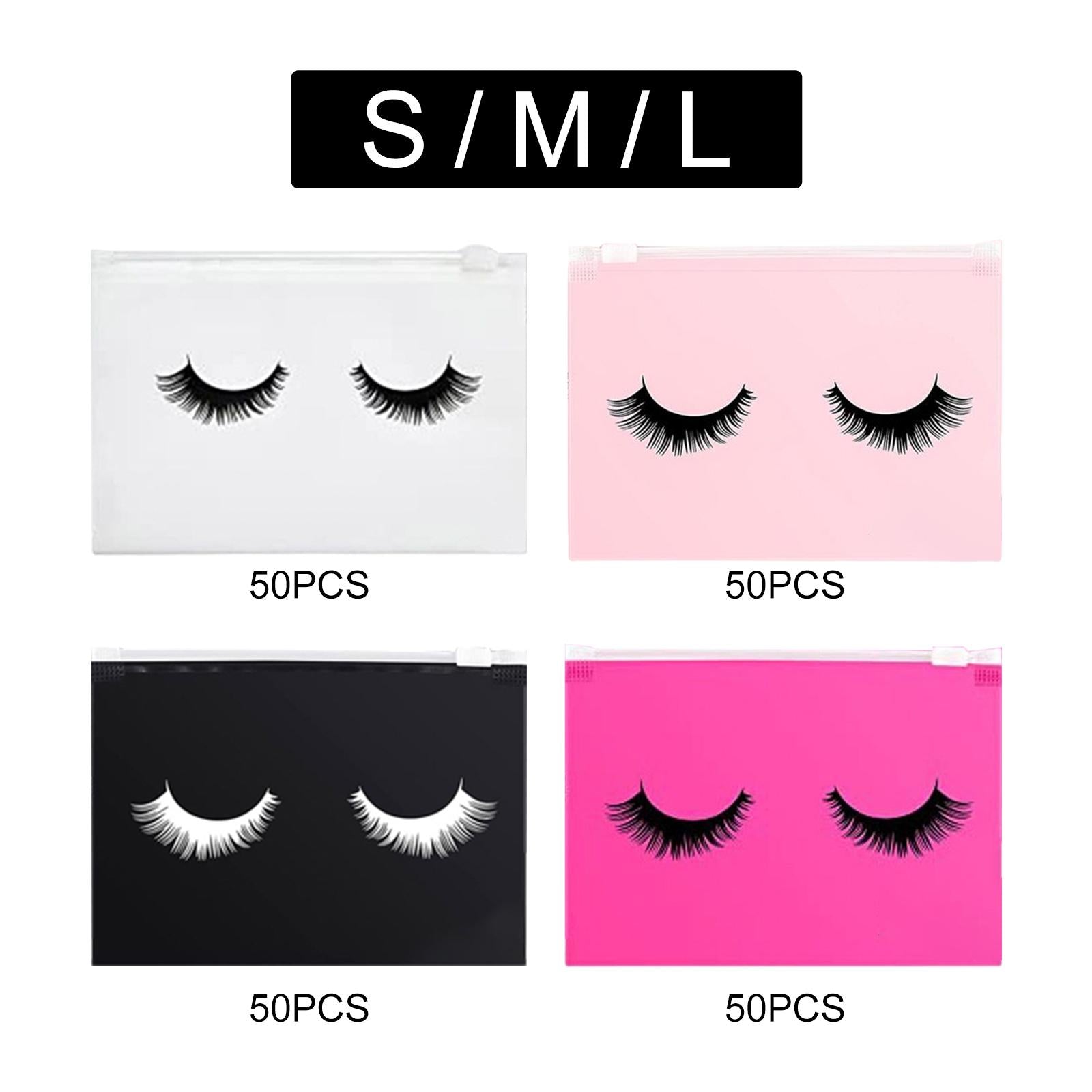 2x50 Count Lash Bags Eyelash Makeup Bags with Zipper Adorable 15x10cm White