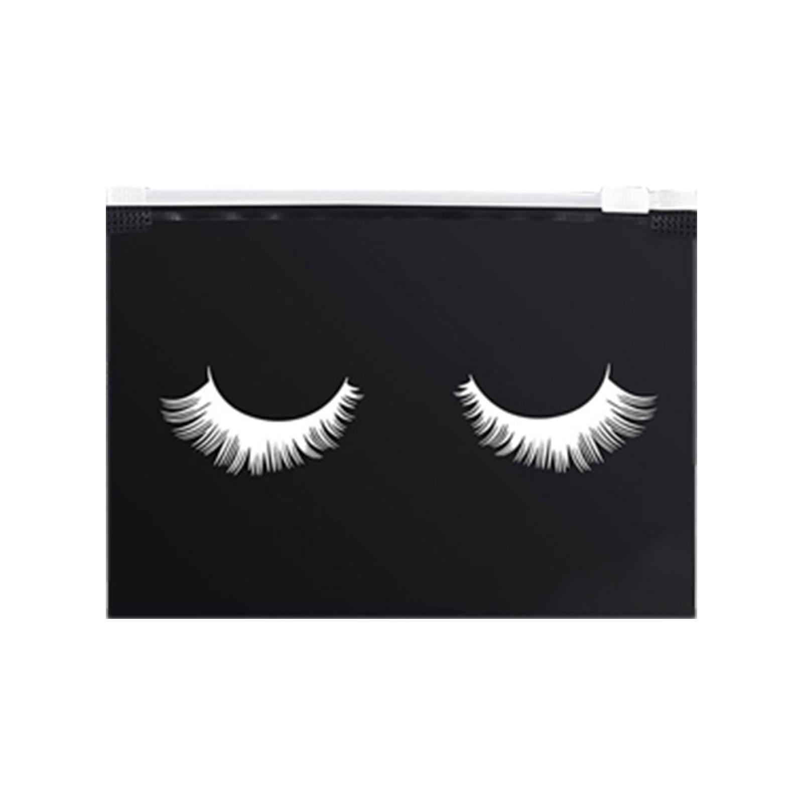 4x50 Count Lash Bags Eyelash Makeup Bags with Zipper Adorable 15x10cm Black