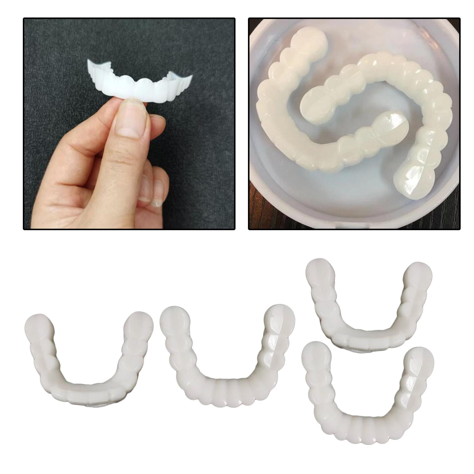 2xResin Teeth Veneers Comfortable Dentures Tooth Cover Removable Reusable Upper Cover