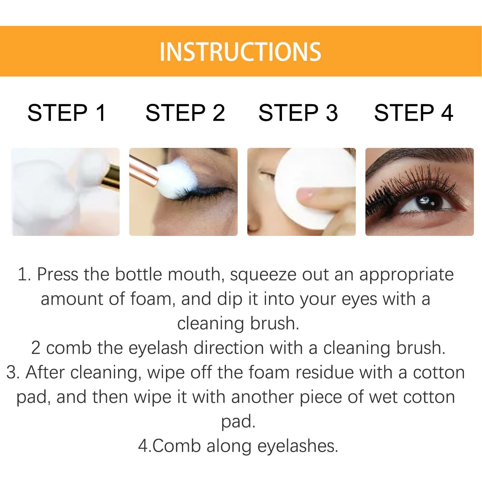 4xEyelash Shampoo for Eyelash Extension with Brush Portable for Salon Home Use