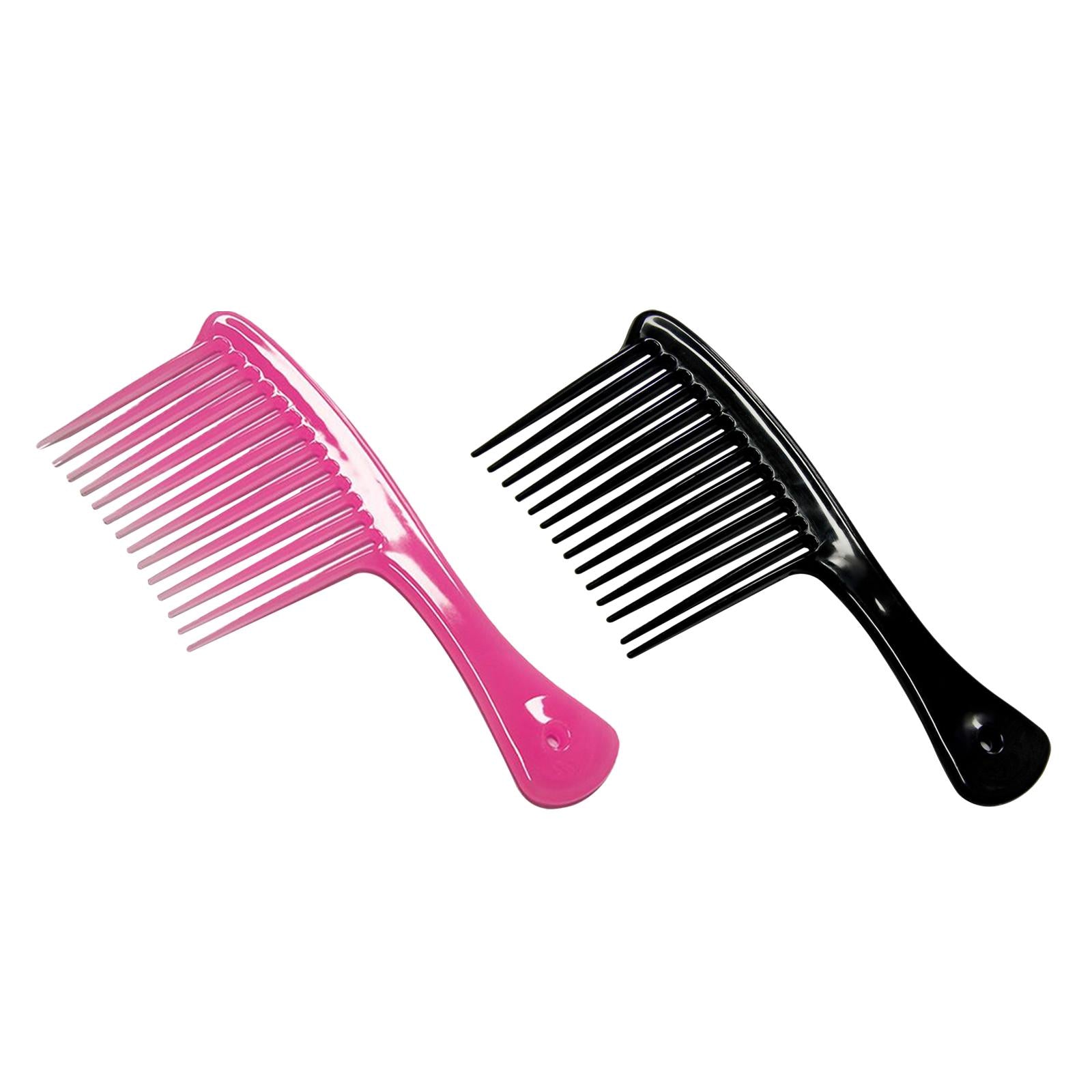 3xComb Hair Styling Tool Large Handle Styling Comb for Home Travel Salon Black