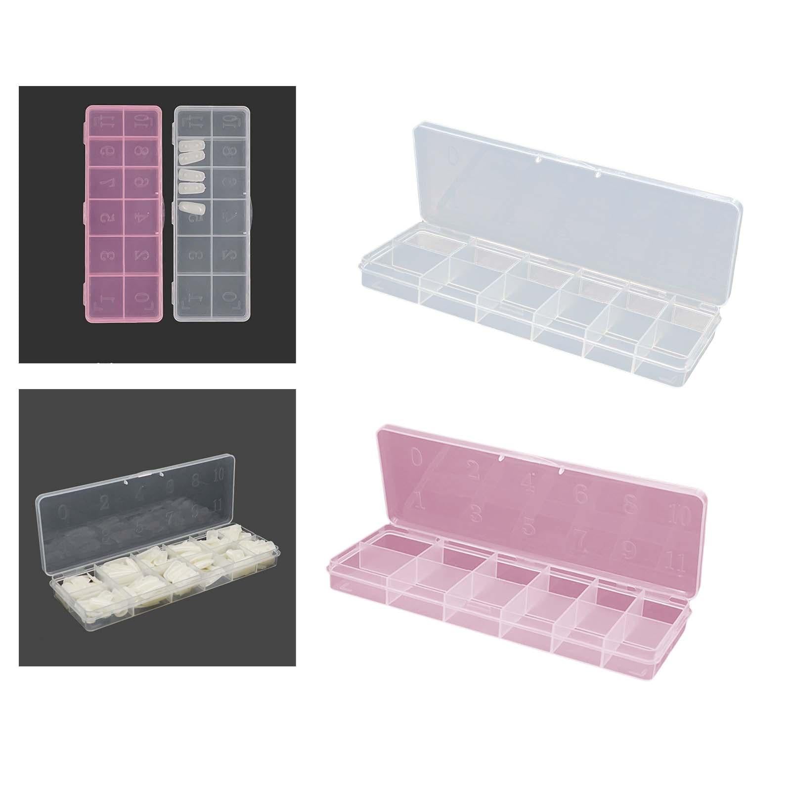 2x12 Slots Nail Tips Organizer Box Empty for False Nail Tips Art Crafts Beads Transparent