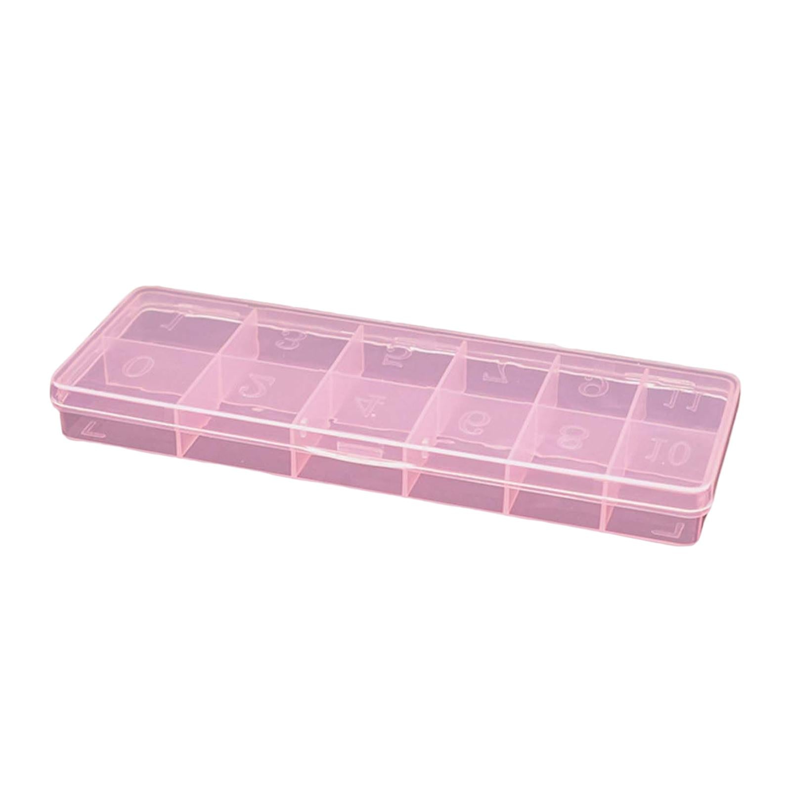 4x12 Slots Nail Tips Organizer Box Empty for False Nail Tips Art Crafts Beads Pink