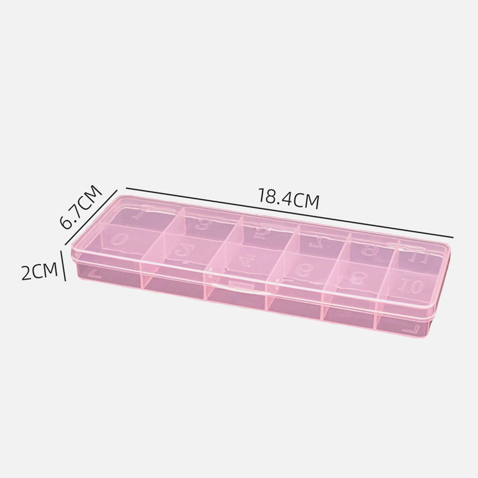 2x12 Slots Nail Tips Organizer Box Empty for False Nail Tips Art Crafts Beads Pink