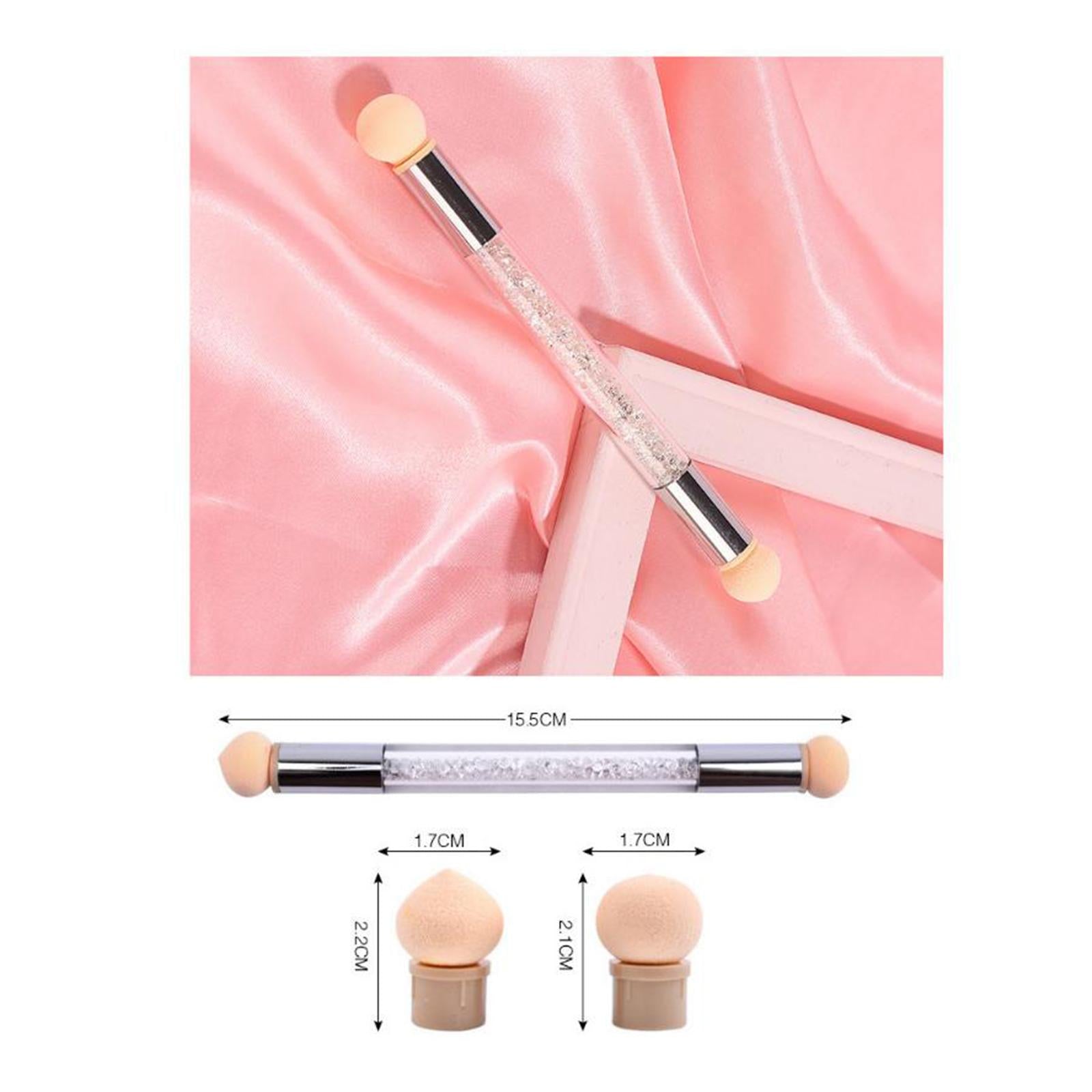 4xNail Sponge Brush with Rhinestone Acrylic Handle Manicure Tool Shading White