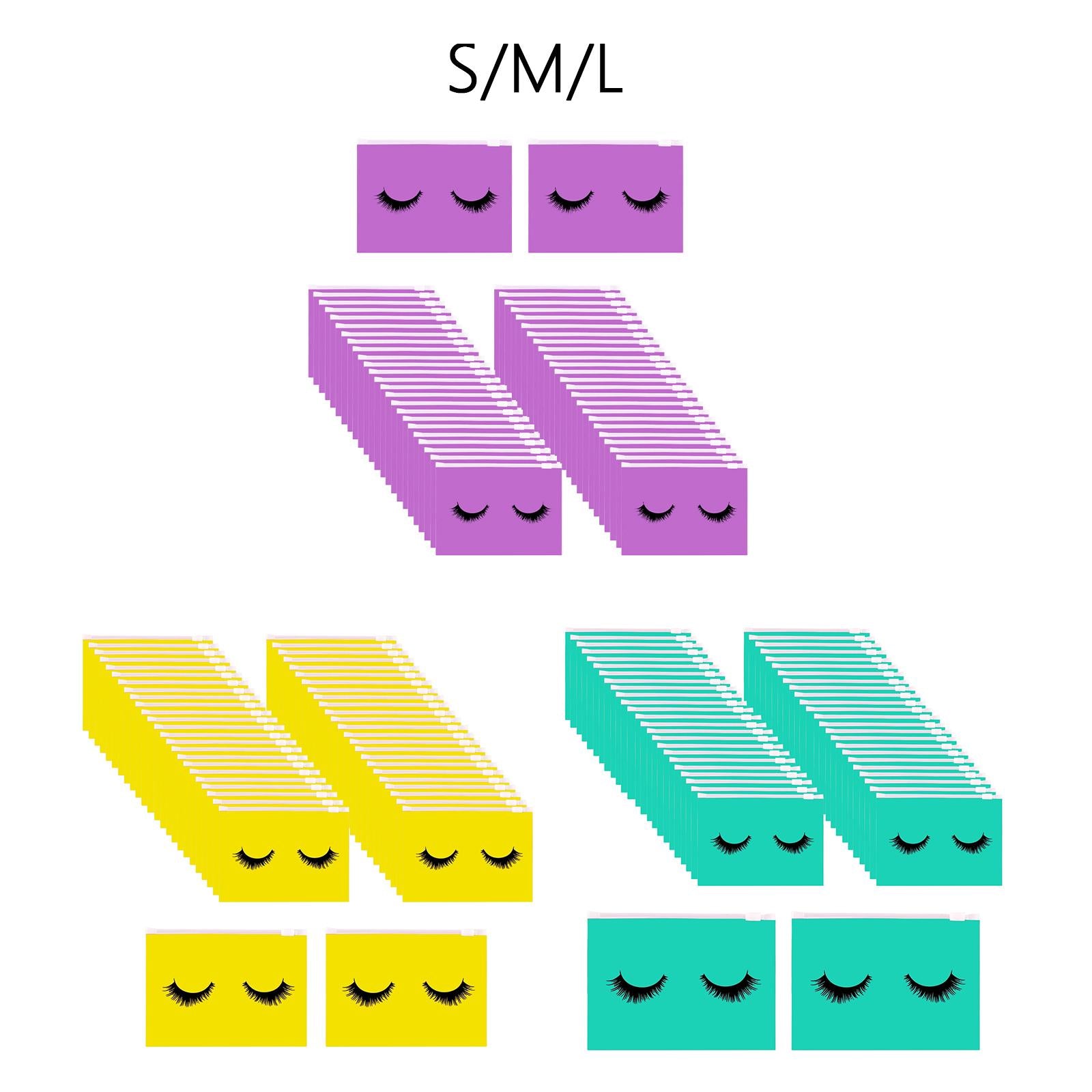 4xMultipurpose 50Pcs Eyelash Bags Eyelash Makeup Bags with Zipper Lightweight S violet