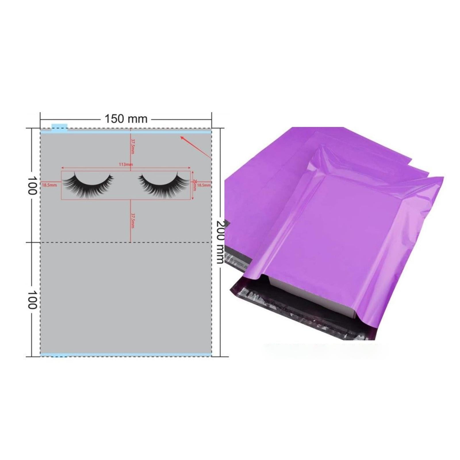 4xMultipurpose 50Pcs Eyelash Bags Eyelash Makeup Bags with Zipper Lightweight S violet