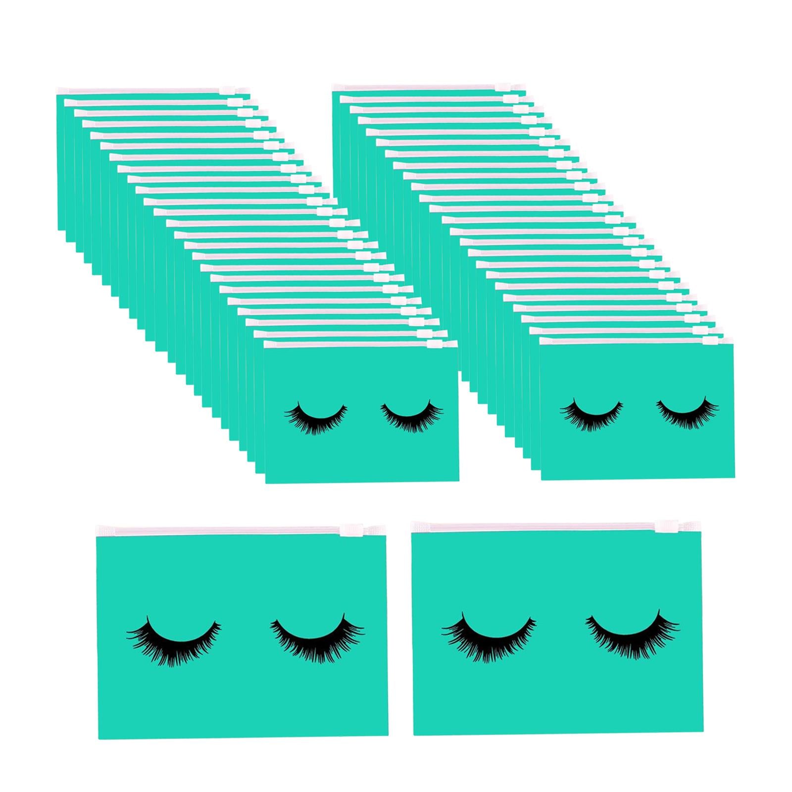 2xMultipurpose 50Pcs Eyelash Bags Eyelash Makeup Bags with Zipper Lightweight S blue