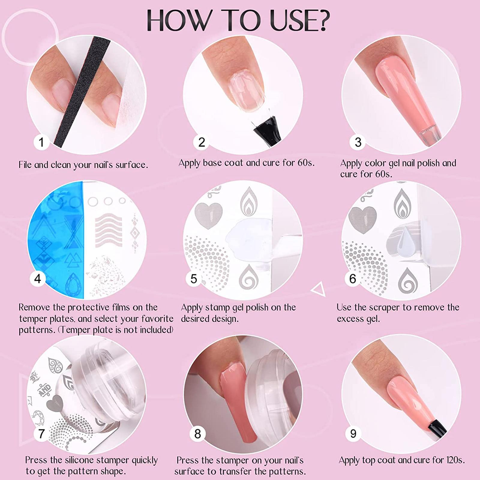 4x4 Pieces French Nail Stamper Clear Silicone Stamping Professional Detachable