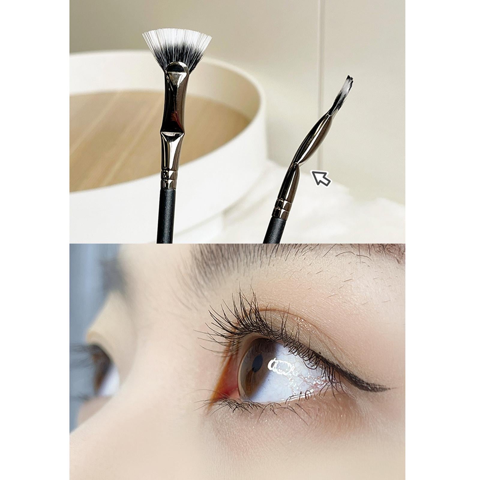 2xEyelash Eyebrow Brush Fan Shape Cosmetic Applicator for Natural Lashes