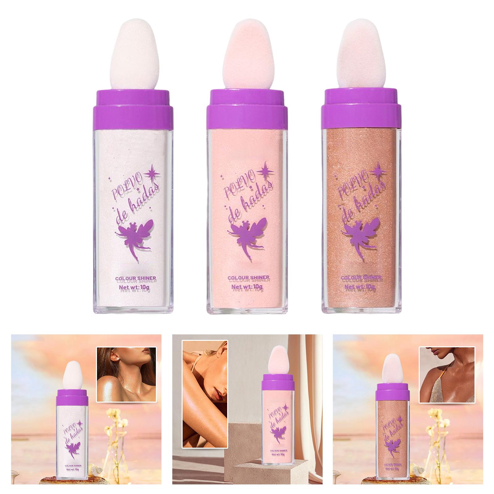 3xHighlighter Powder Stick Eyes Glitter Brightener Stick for Night Parties Light skin tone