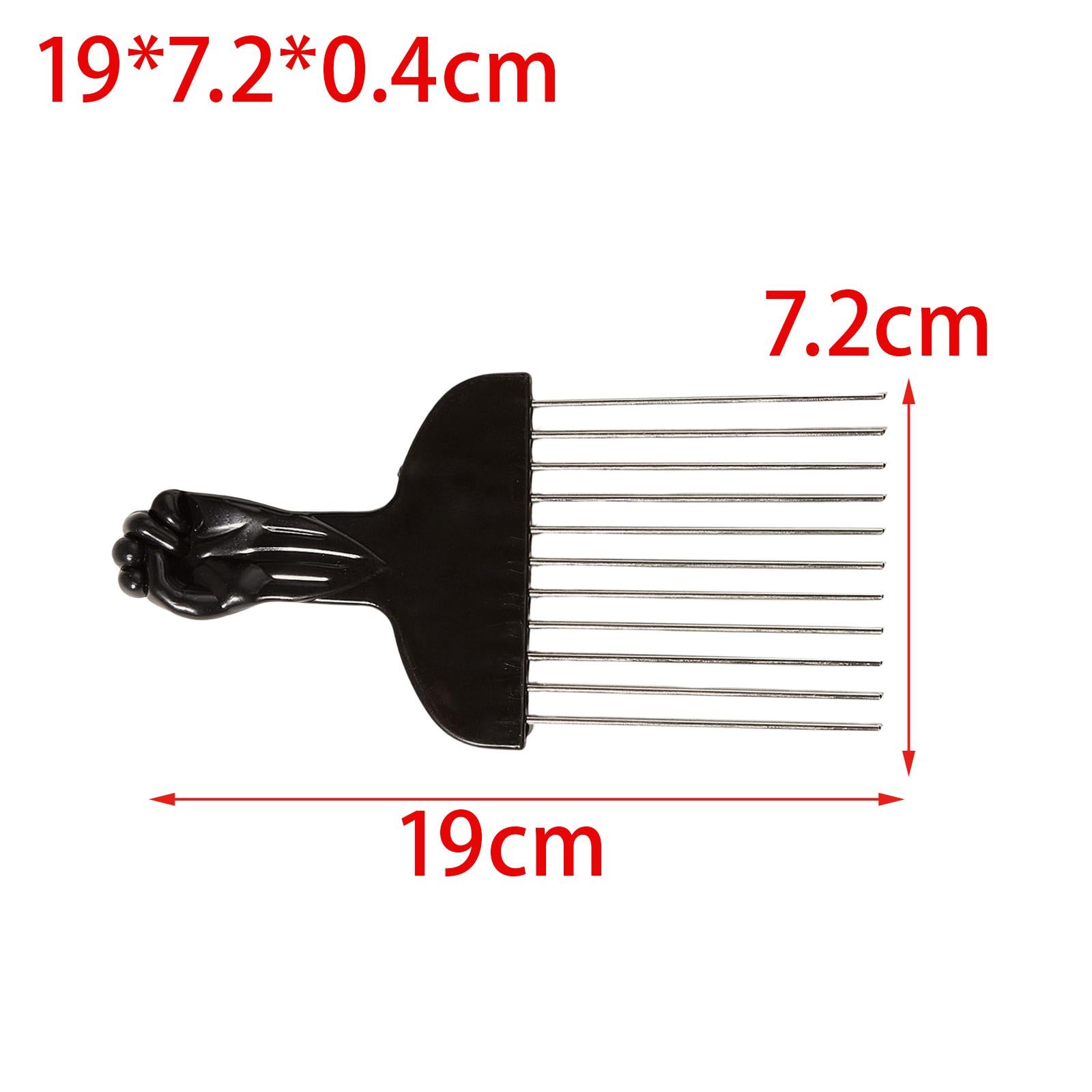 3xMetal Hair Pick Curly Hair Styling Fist Afro Pick Women black