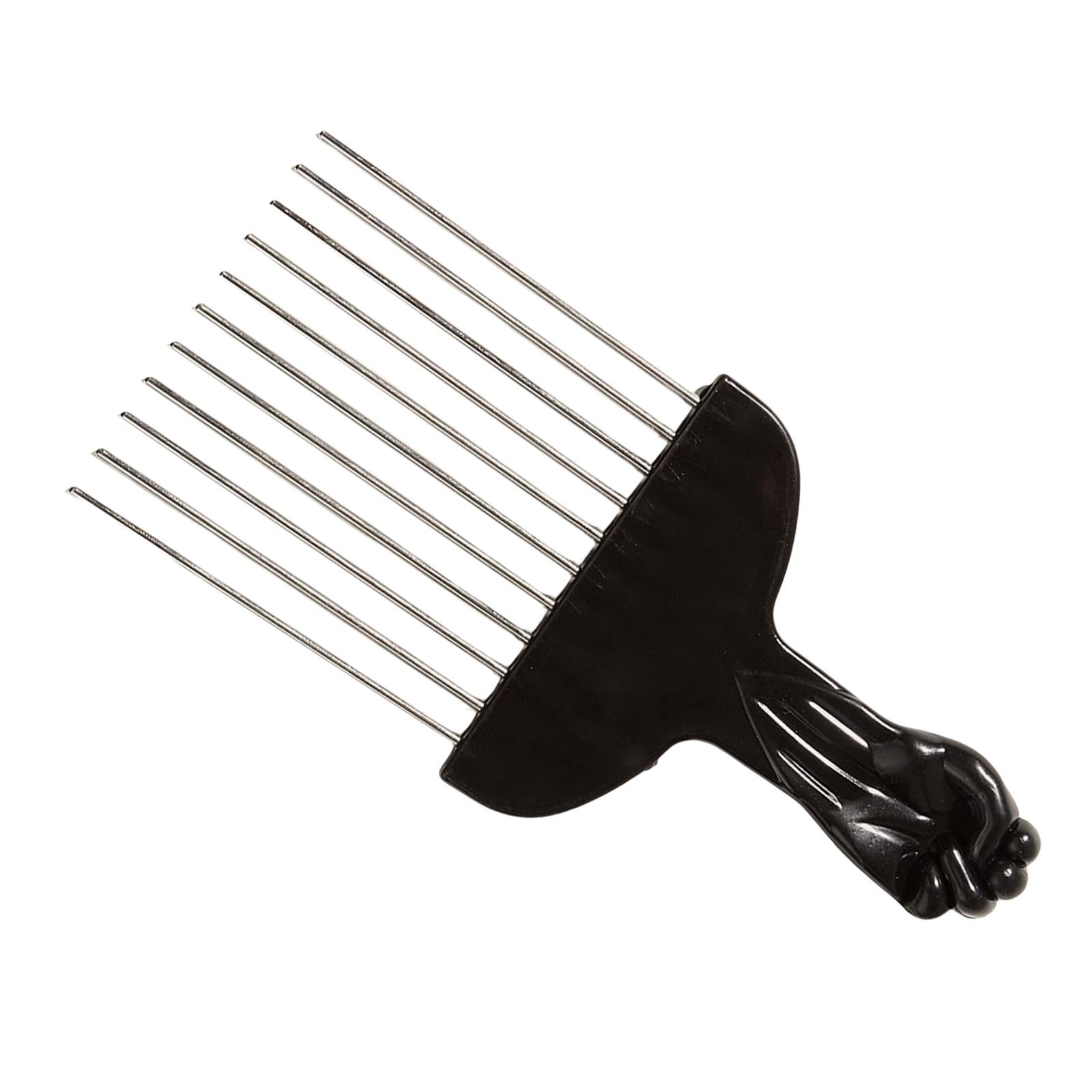 4xMetal Hair Pick Curly Hair Styling Fist Afro Pick Women black