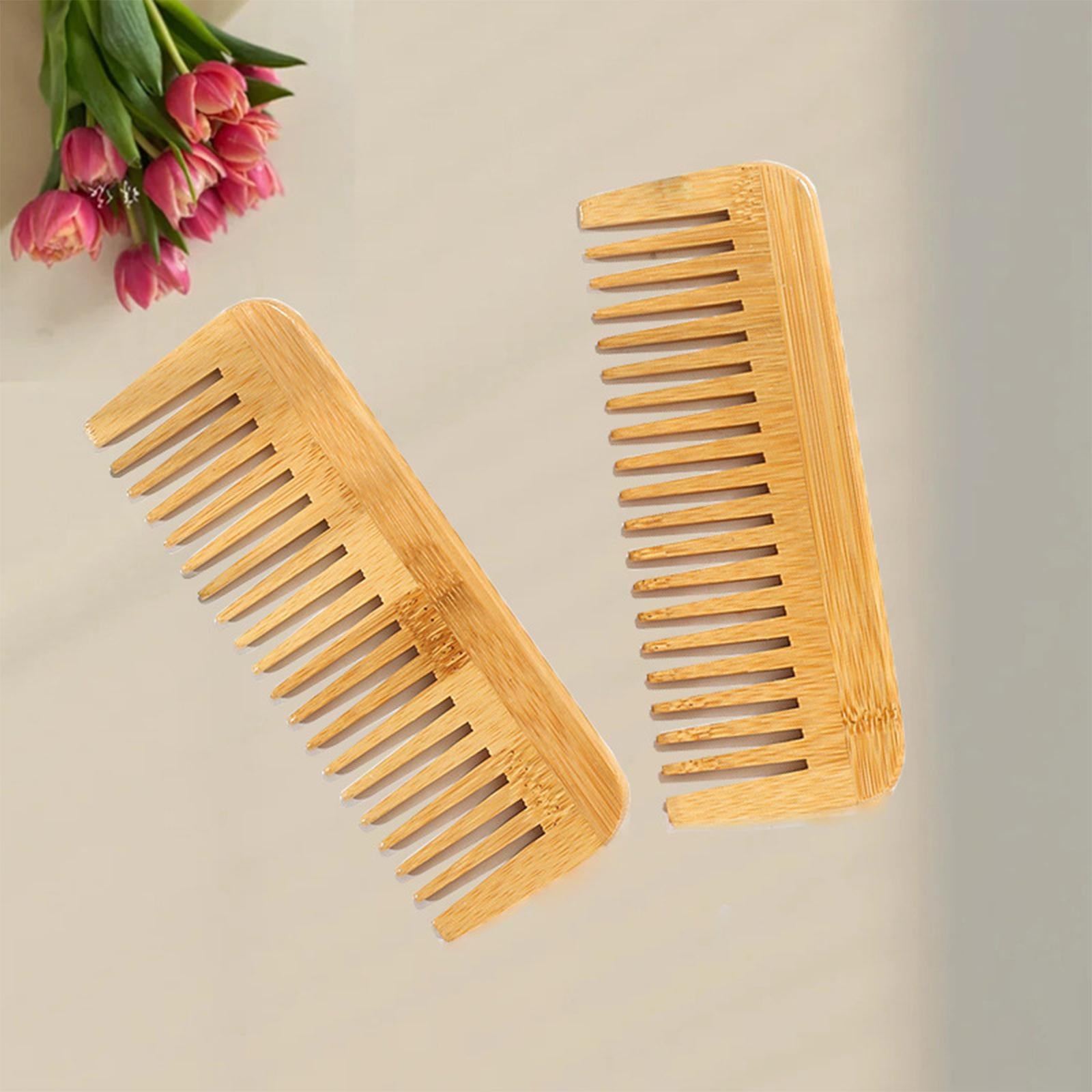 4xBamboo Hair Comb Wide Tooth Detangling Comb Detangling for wet and dry Hair