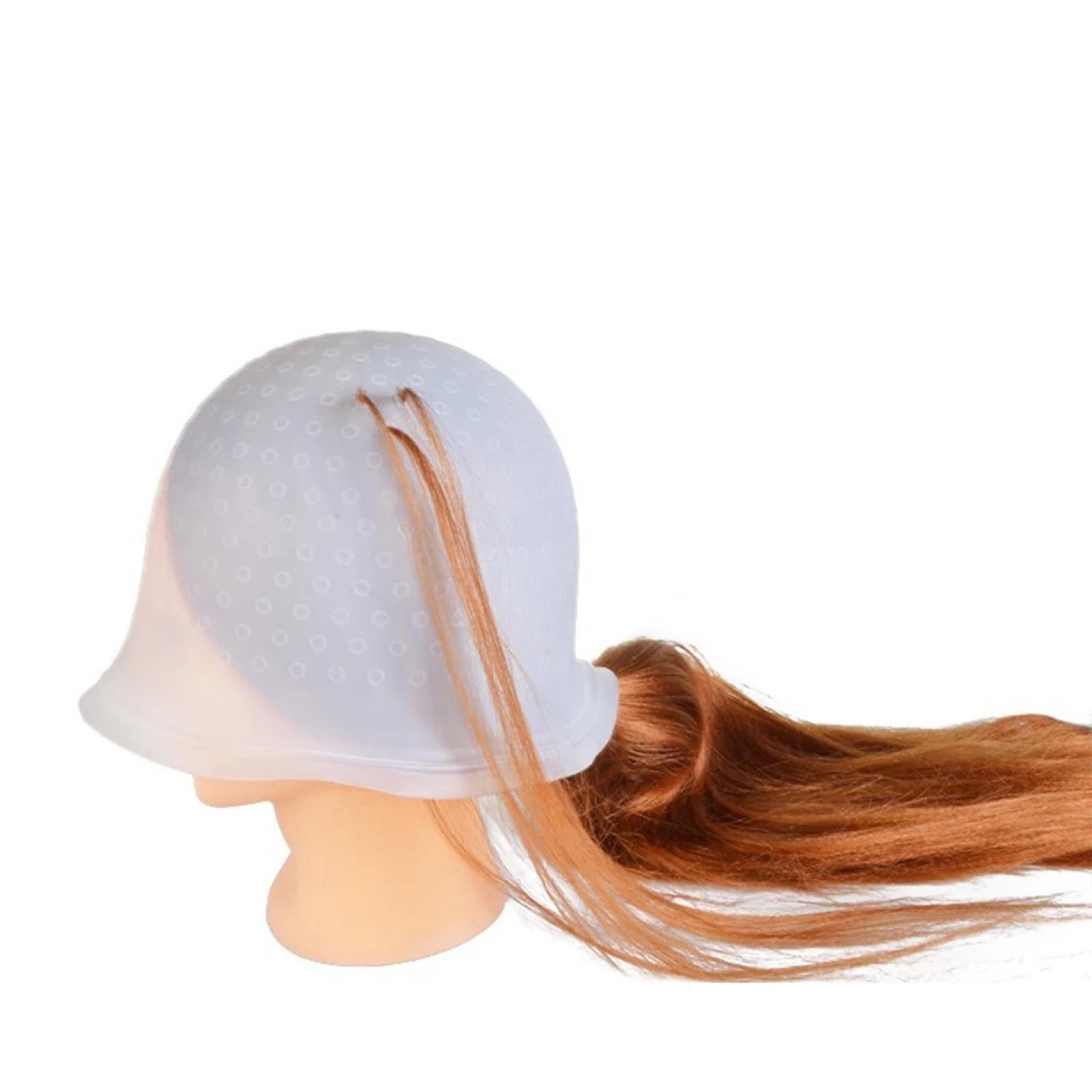 2xSilicone Highlighting Cap Hair Dye Coloring Hat Adjustable DIY Reusable Soft White