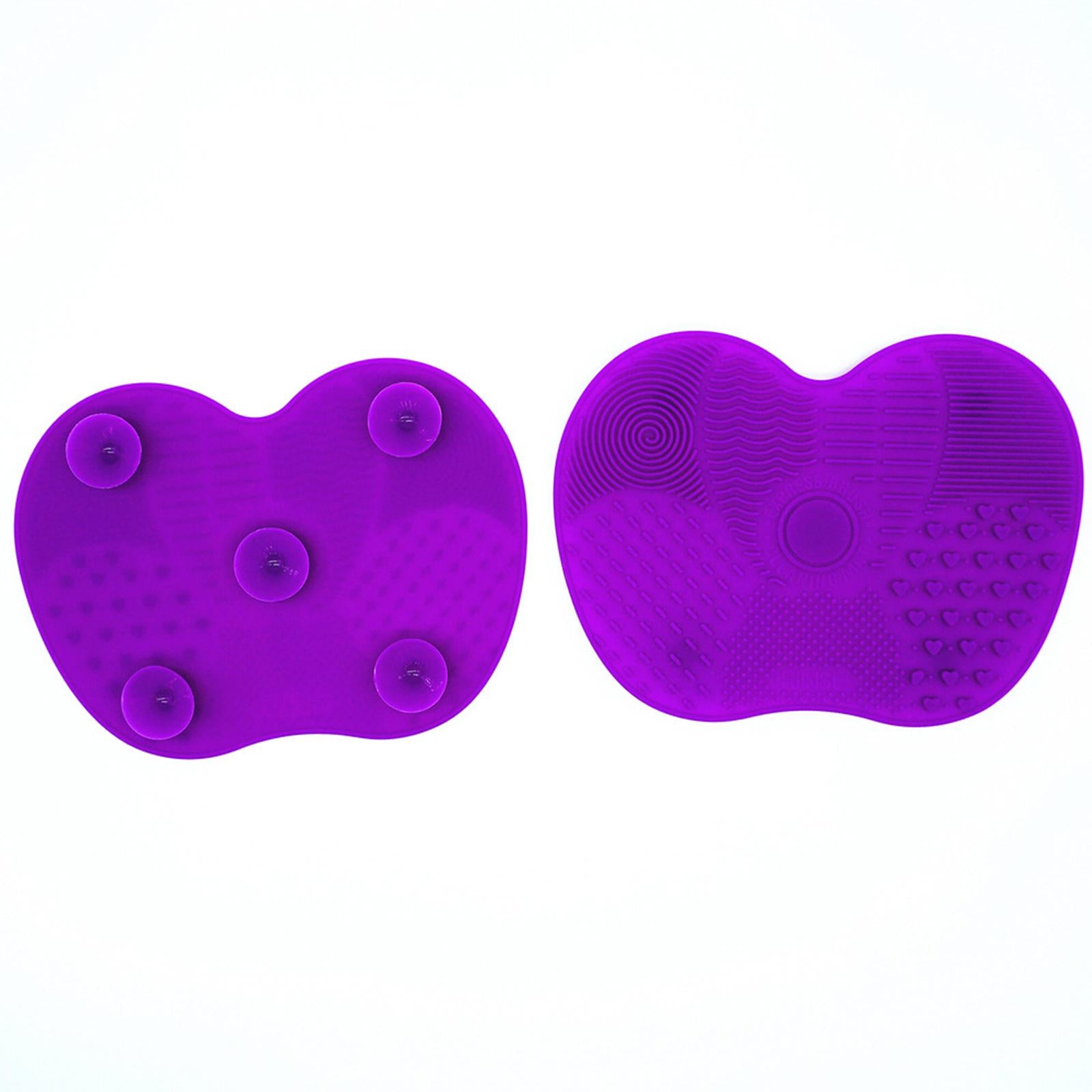 4xPortable Brush Cleaner Pad Foldable Professional Reusable Scrubber Mat Deep Purple