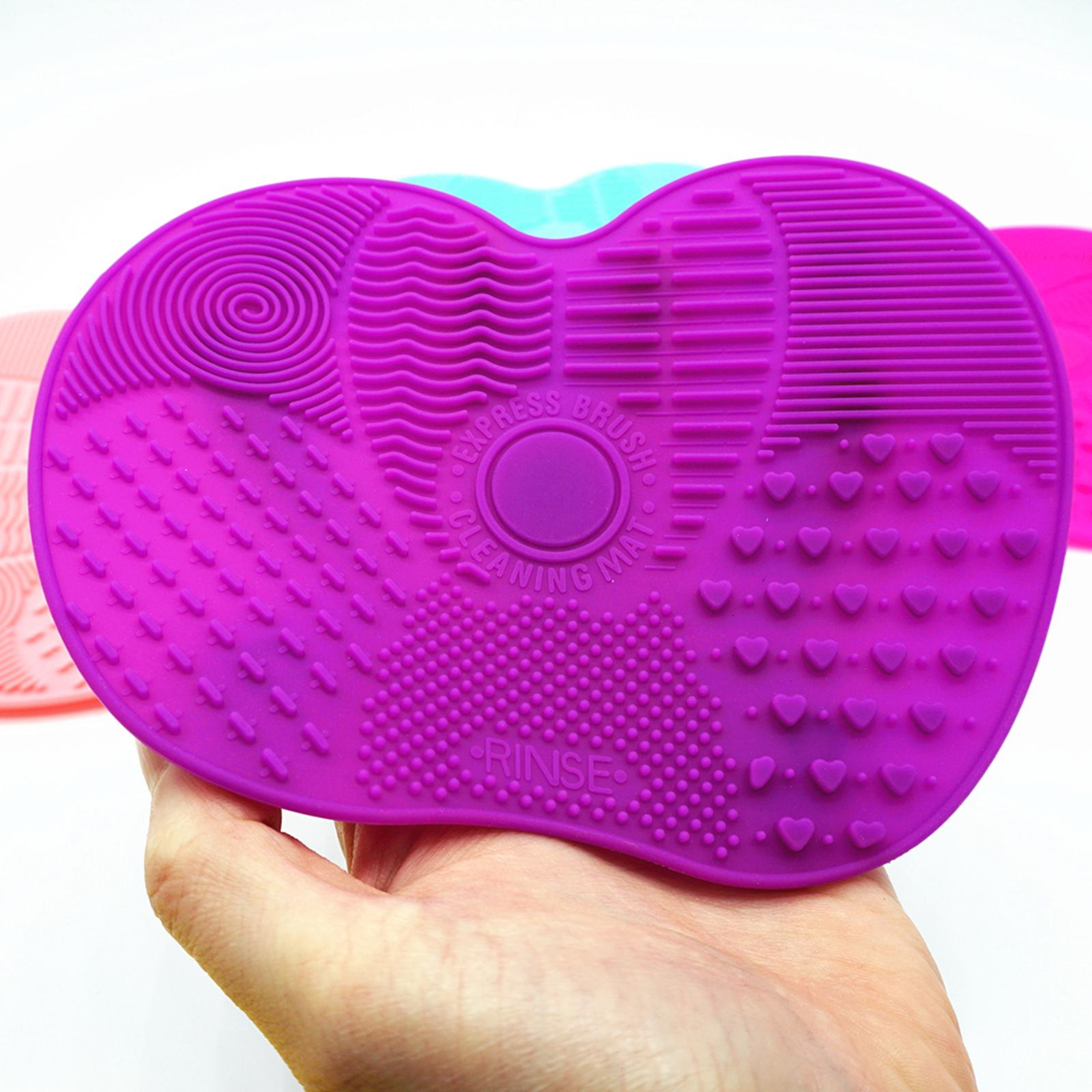 2xPortable Brush Cleaner Pad Foldable Professional Reusable Scrubber Mat Deep Purple