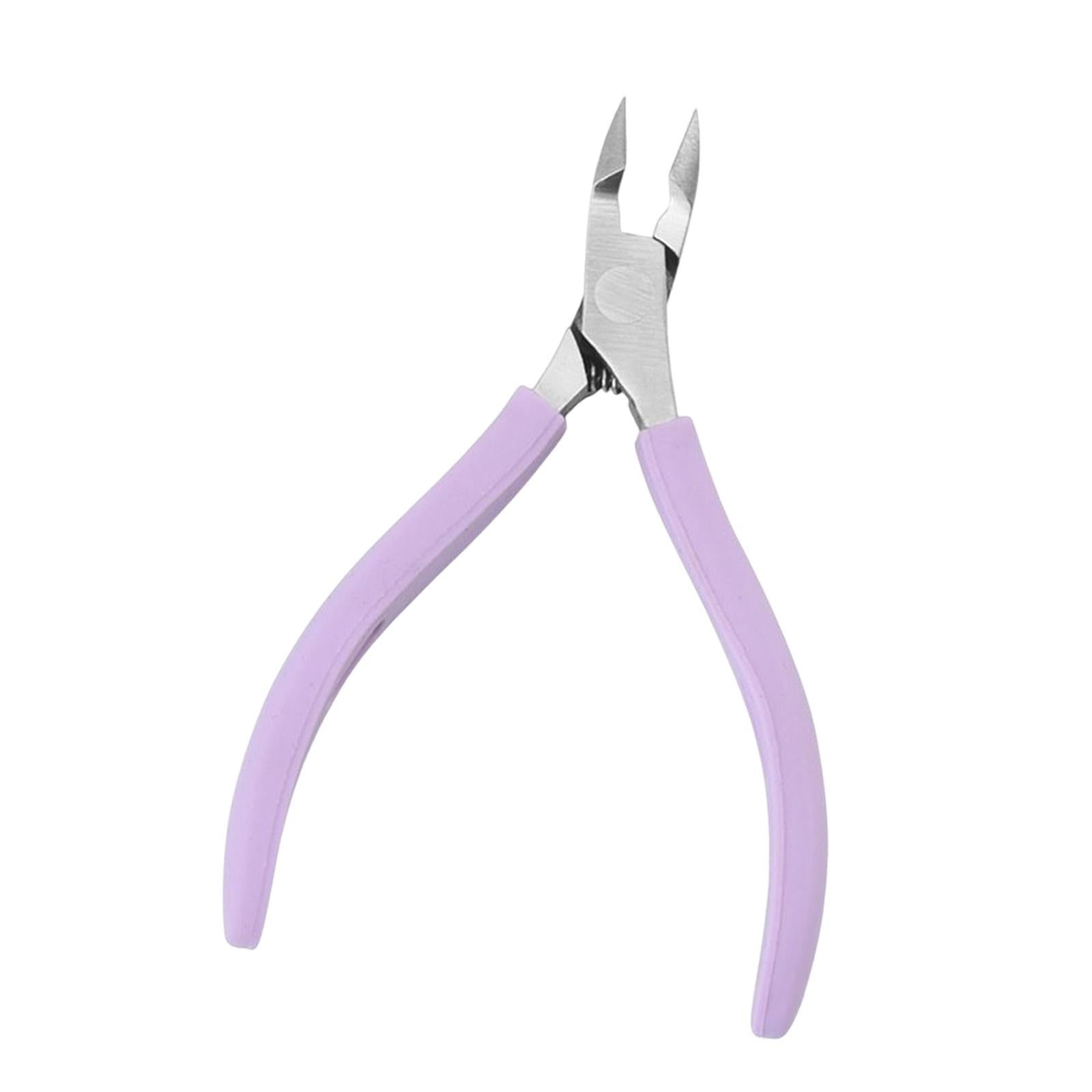 2xStainless Steel Cuticle Cutter Scissors Anti Slip Silicone Handle Salon Purple