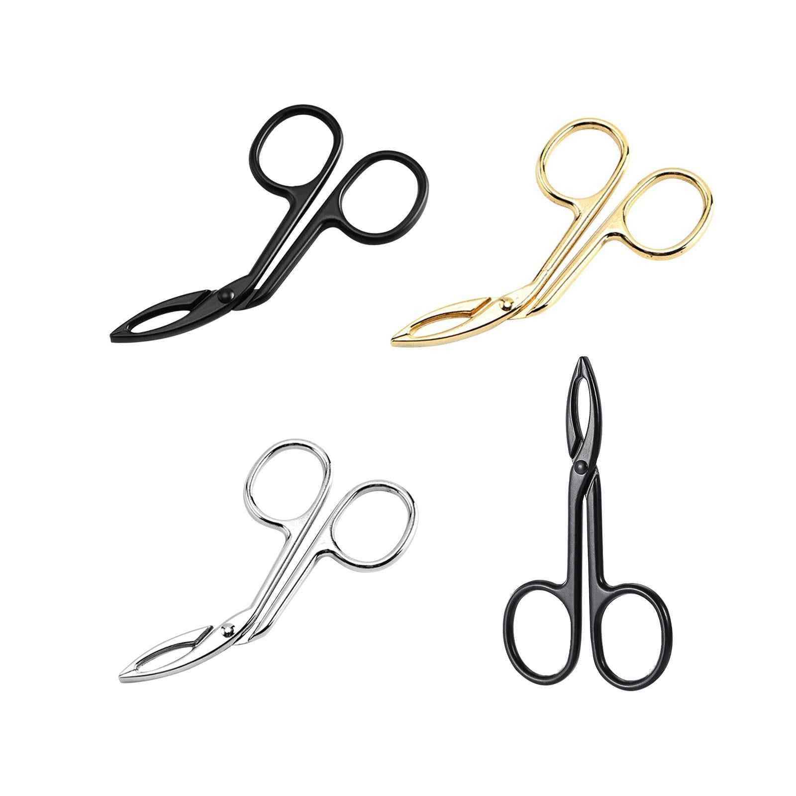 Eyebrow Tweezers Scissors Handle Comfortable Grip Flat Tip Tweezers Trimming Black