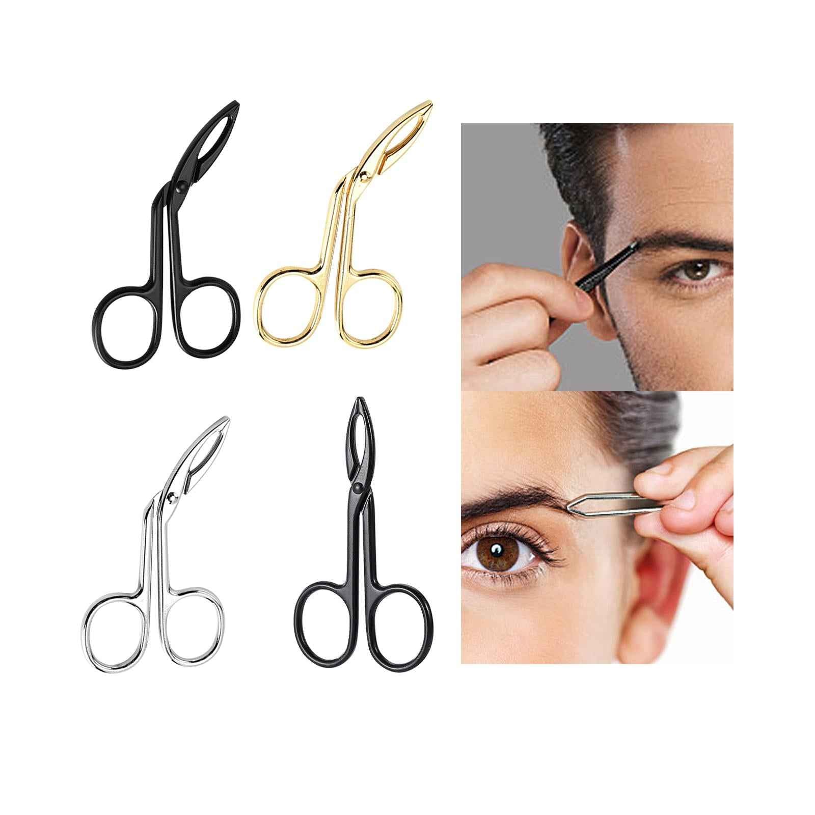 Eyebrow Tweezers Scissors Handle Comfortable Grip Flat Tip Tweezers Trimming Black