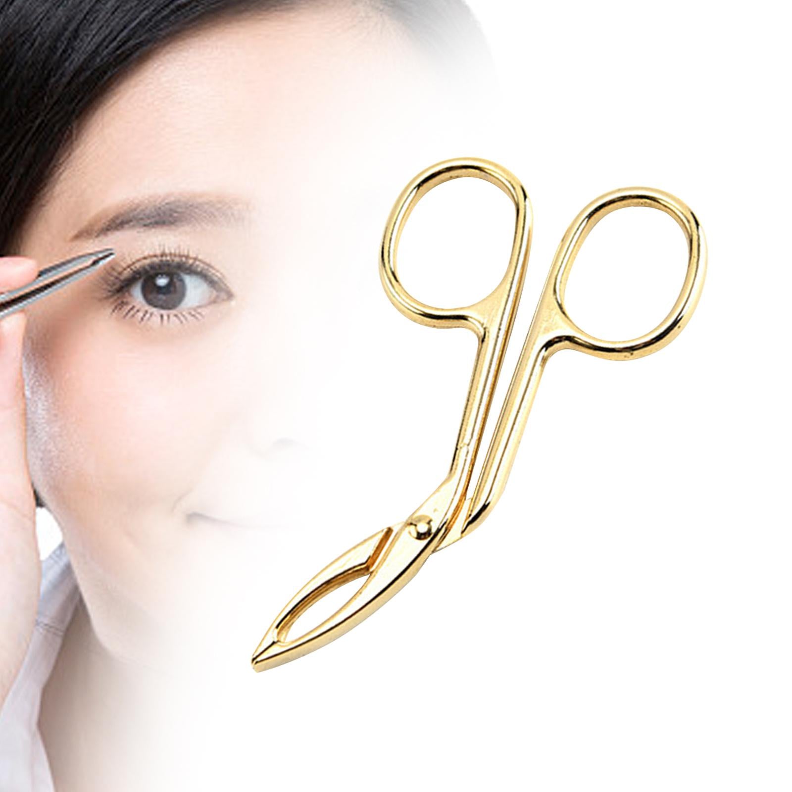 3xEyebrow Tweezers Scissors Handle Comfortable Grip Flat Tip Tweezers Trimming Aureate