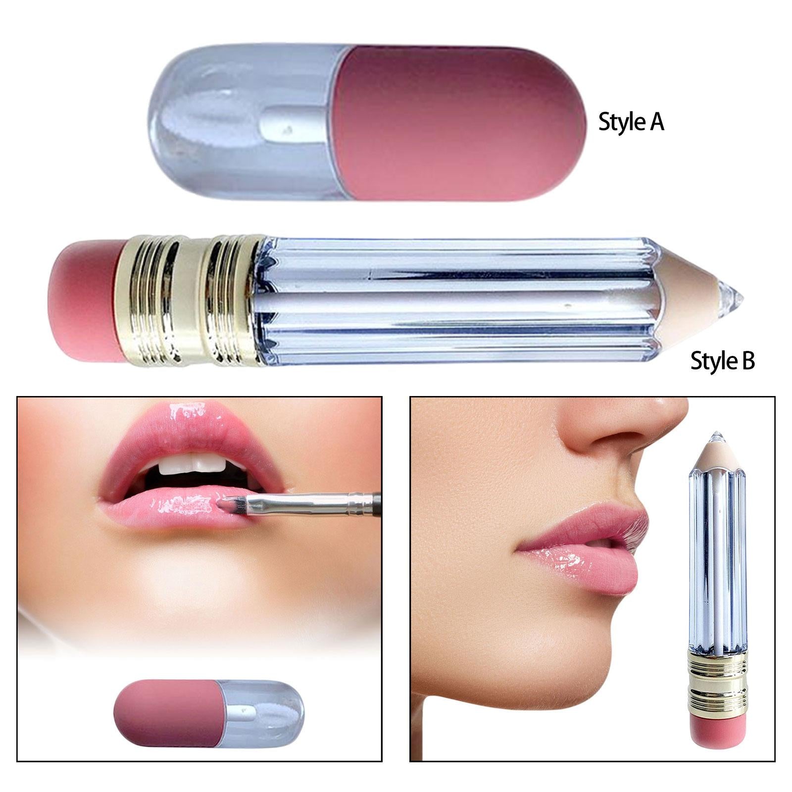 4xLip Gloss Tubes DIY Cosmetics Containers Transparent for Women Girls DIY Style A