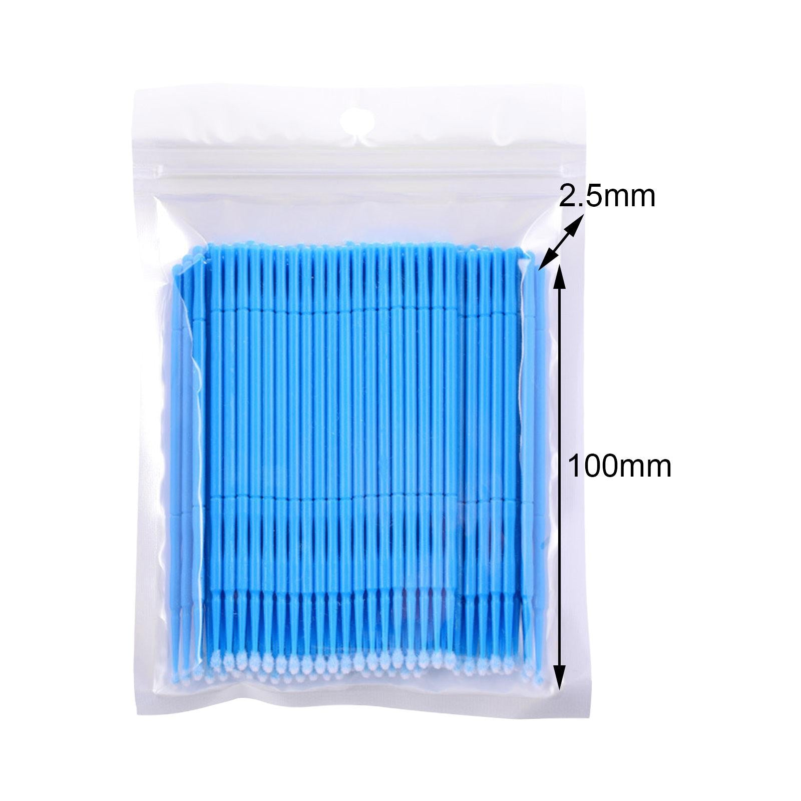 3x100 Pieces Micro Applicator Brushes for Eyelashes Mascara Makeup Application Blue Large