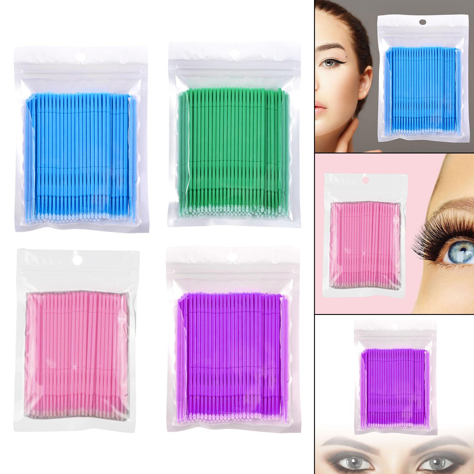 3x100 Pieces Micro Applicator Brushes for Eyelashes Mascara Makeup Application Blue Large