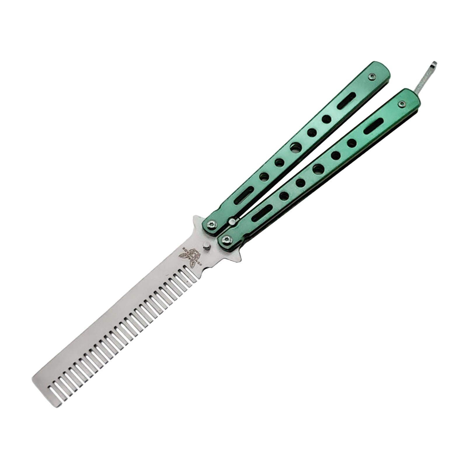 4xButterfly Combs Folding Combs Metal Portable Hair Comb for Sport Outdoor Use Green
