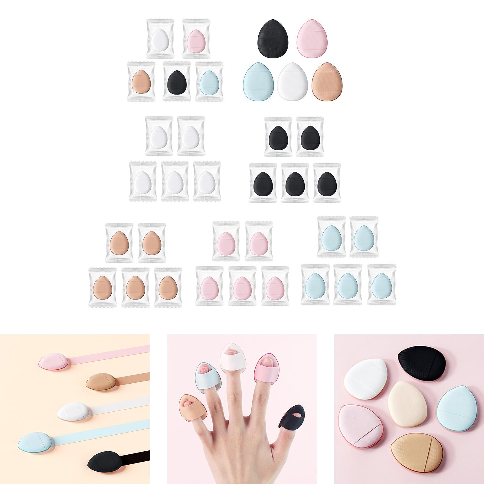 2x5x Finger Powder Puff Mini Makeup Puff for Repair Cream Concealer Eye Shadow Random With Bag