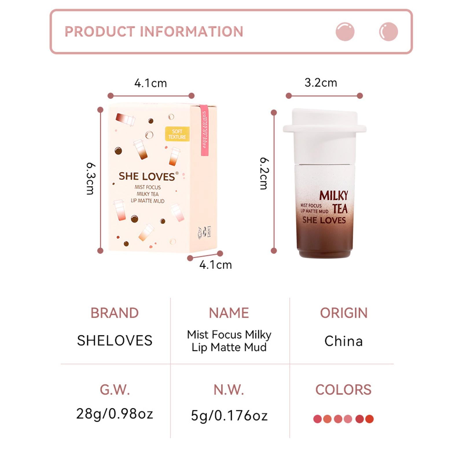 2xLip Clay Lip Stain Lip Lacquer Lasting Makeup Cosmetics Waterproof Lip Stick 03