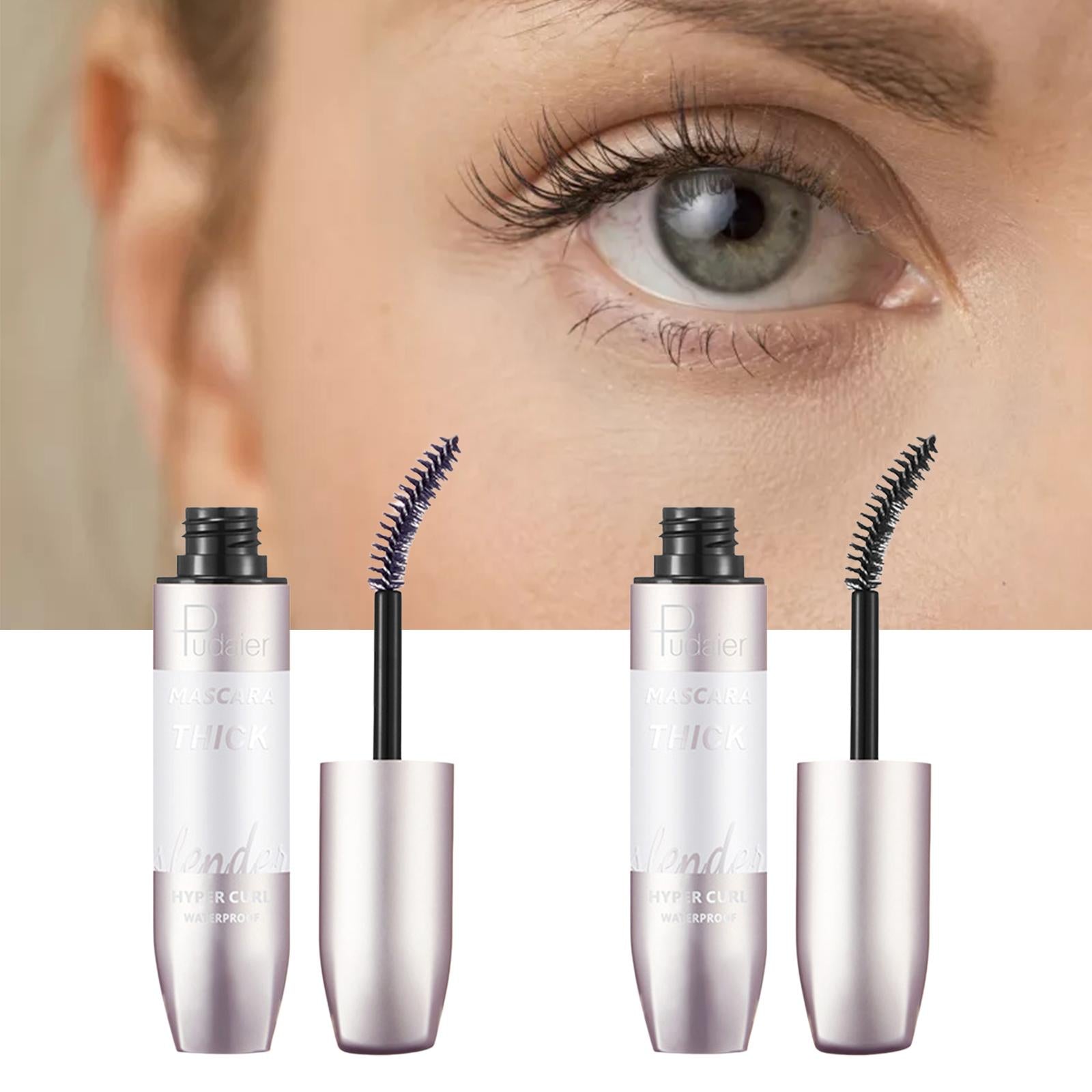 2x4D Voluminous Mascara Waterproof Eye Makeup No Flaking Thick Curling Eyelash Brown