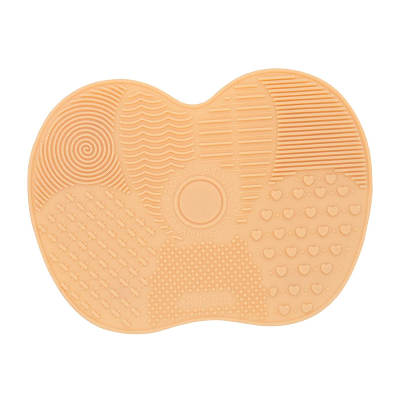 2xMakeup Brush Cleaner Pad Apple Shape Scrubber Mat for Eyeshadow Brush Travel Yellow White