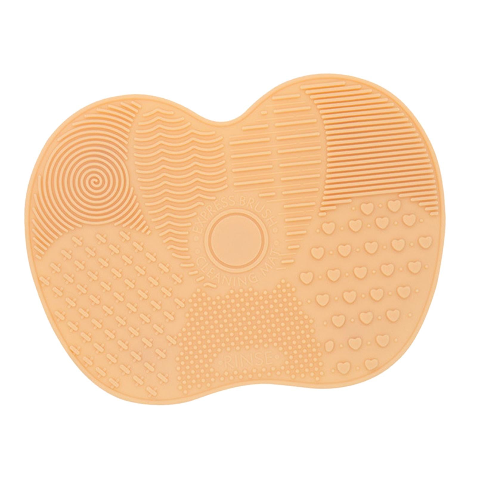 2xMakeup Brush Cleaner Pad Apple Shape Scrubber Mat for Eyeshadow Brush Travel Yellow White