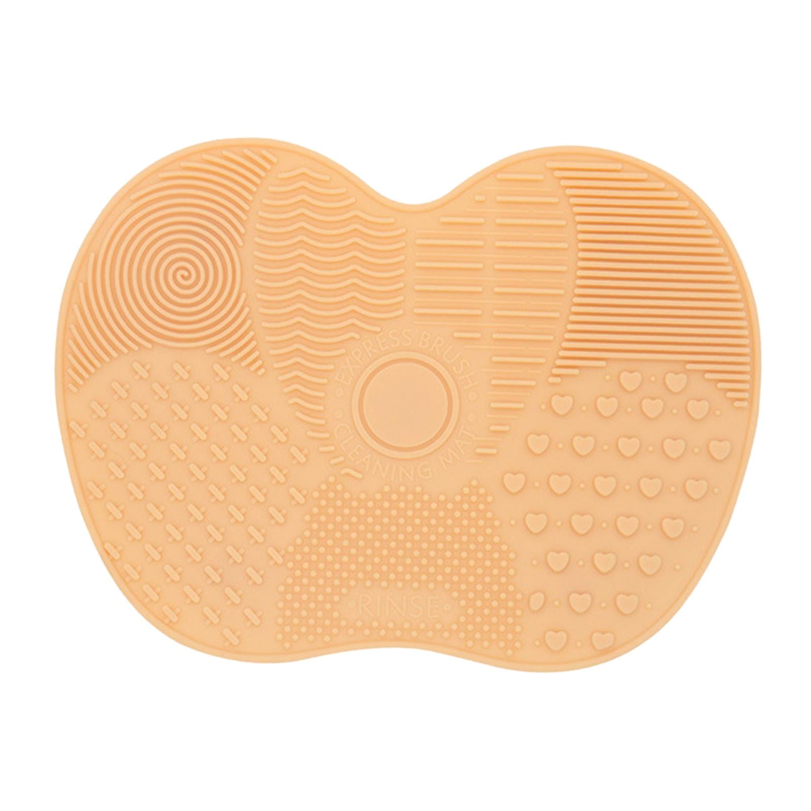 3xMakeup Brush Cleaner Pad Apple Shape Scrubber Mat for Eyeshadow Brush Travel Yellow White