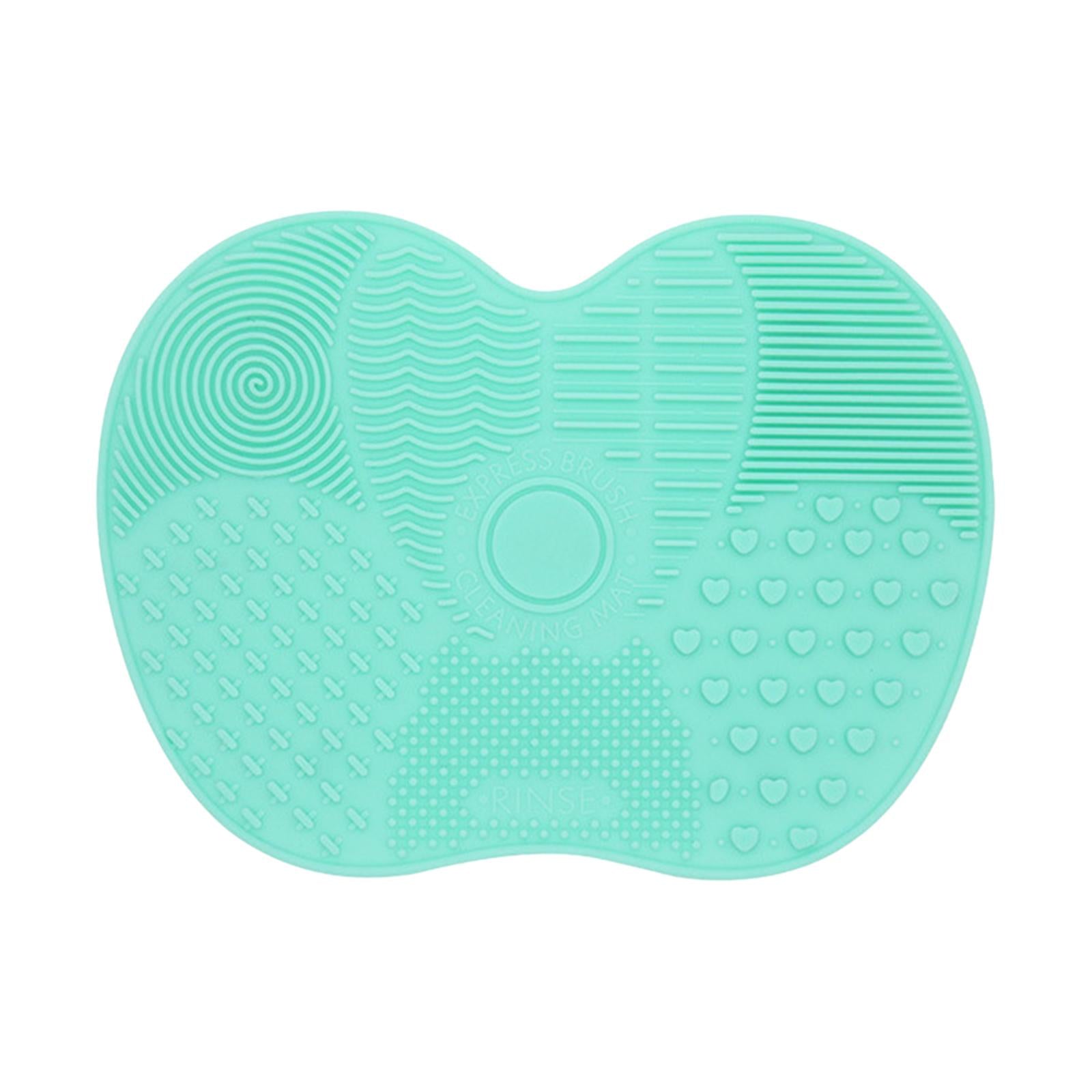 2xMakeup Brush Cleaner Pad Apple Shape Scrubber Mat for Eyeshadow Brush Travel Green