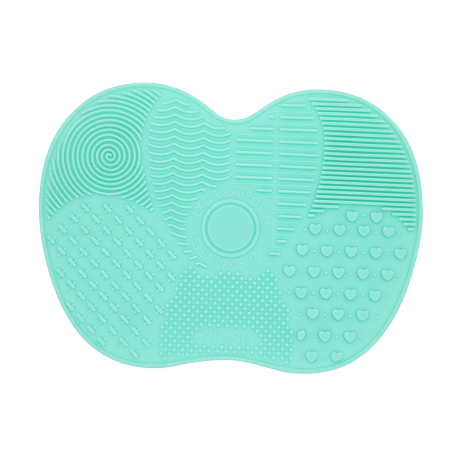 4xMakeup Brush Cleaner Pad Apple Shape Scrubber Mat for Eyeshadow Brush Travel Green