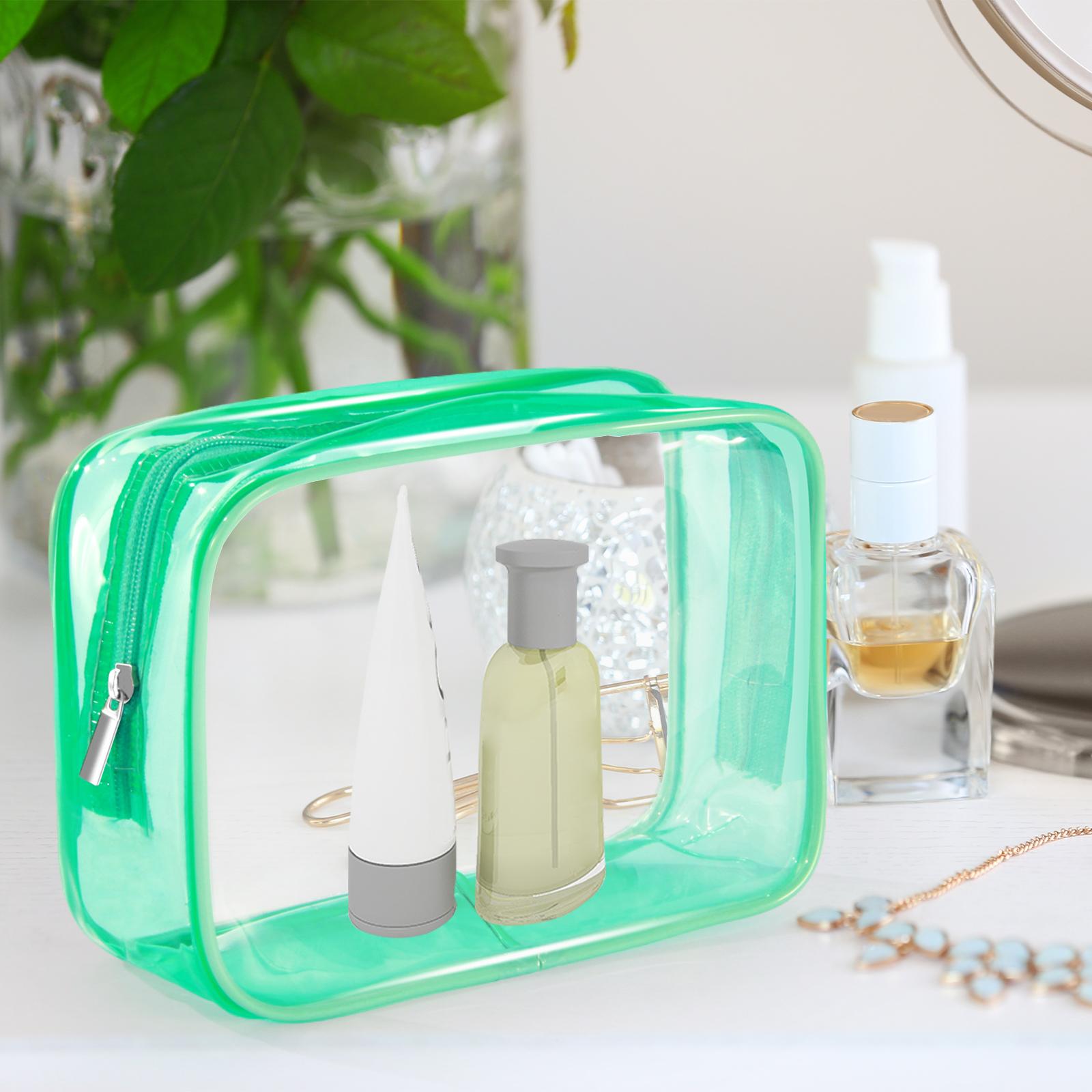 3xWaterproof Toiletry Bag Reusable Holder Container Beach Bag Clear Makeup Bag Green