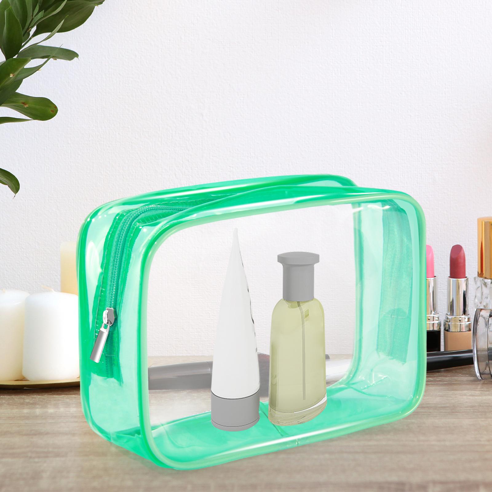 3xWaterproof Toiletry Bag Reusable Holder Container Beach Bag Clear Makeup Bag Green