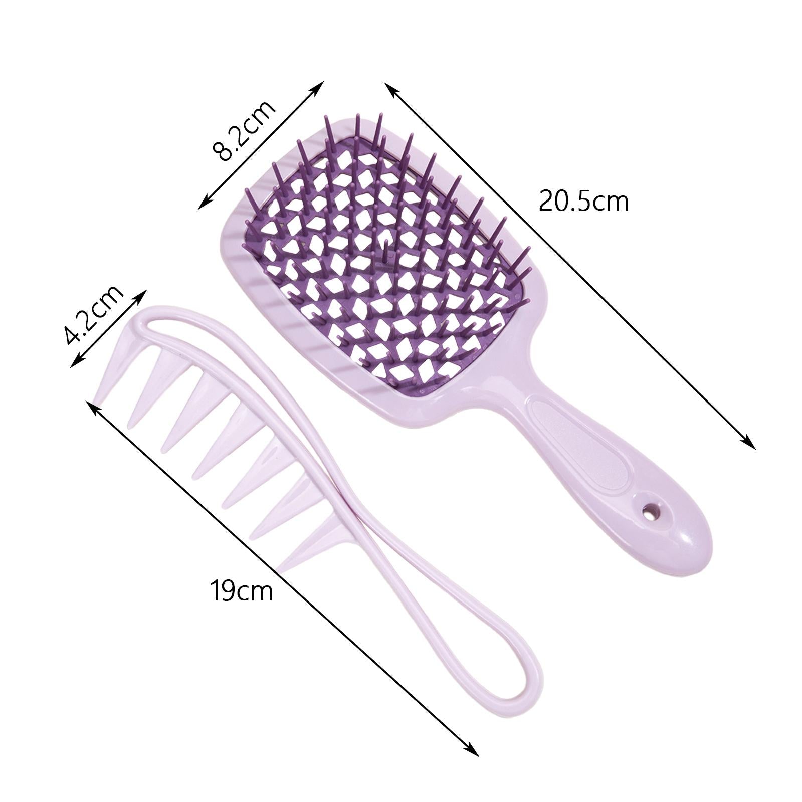 3x2x Hair Brush Set Paddle Hair Brush for Synthetic Hair Extensions Wigs Women Purple