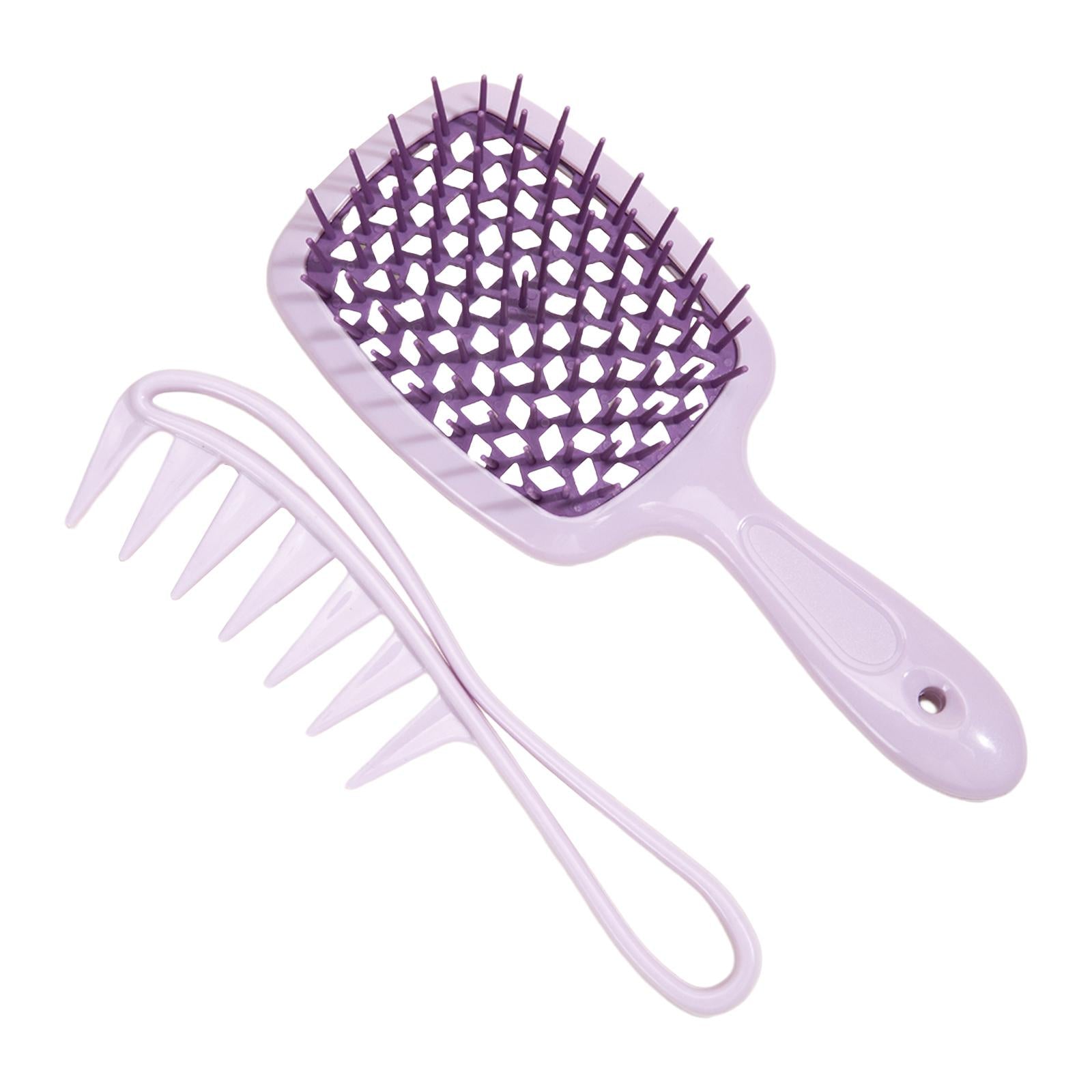 3x2x Hair Brush Set Paddle Hair Brush for Synthetic Hair Extensions Wigs Women Purple