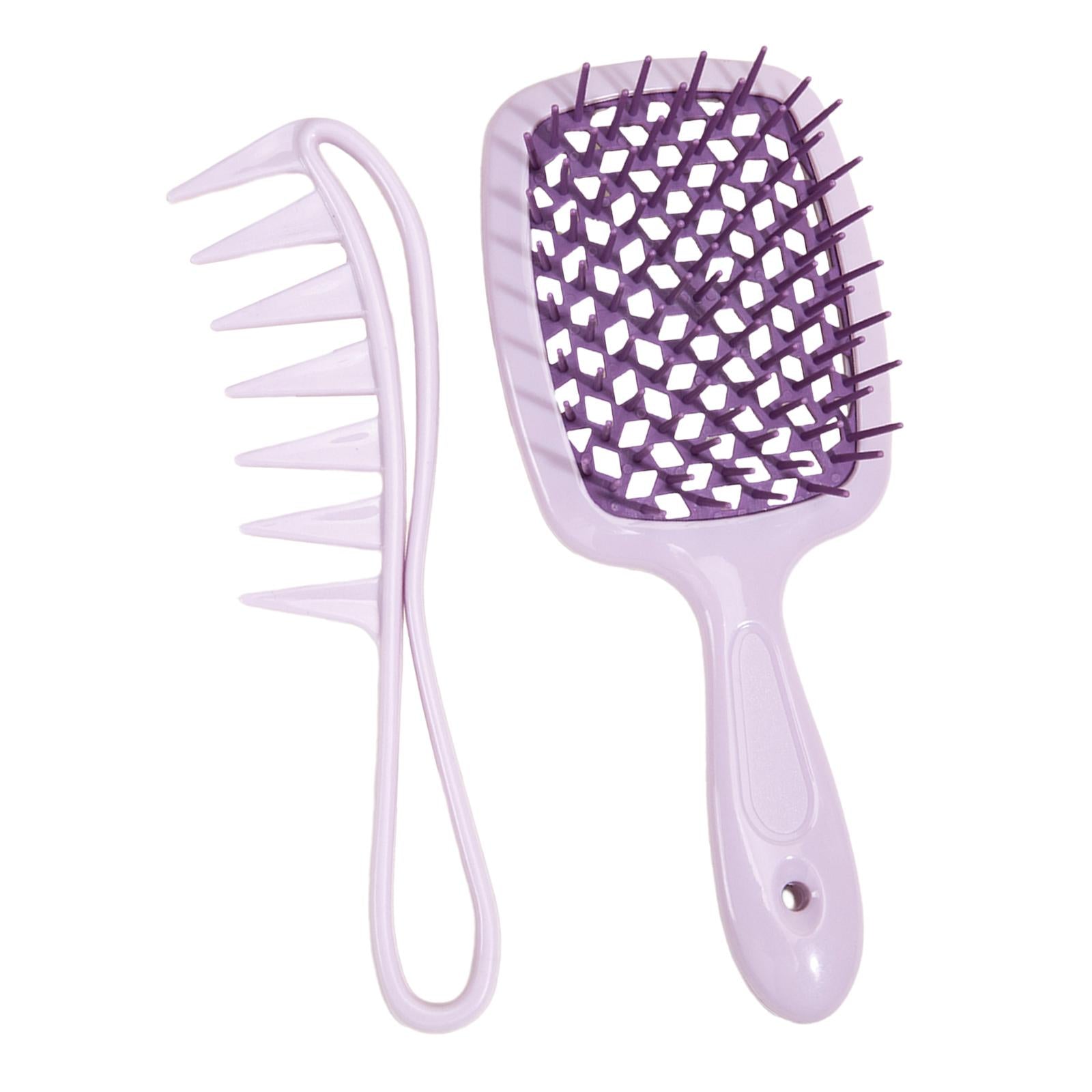 4x2x Hair Brush Set Paddle Hair Brush for Synthetic Hair Extensions Wigs Women Purple