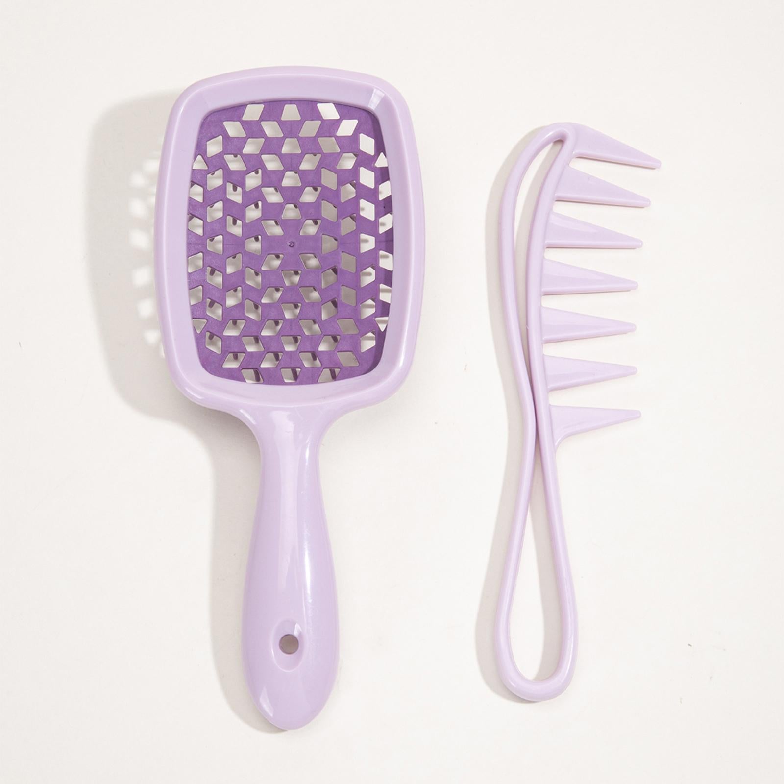 3x2x Hair Brush Set Paddle Hair Brush for Synthetic Hair Extensions Wigs Women Purple
