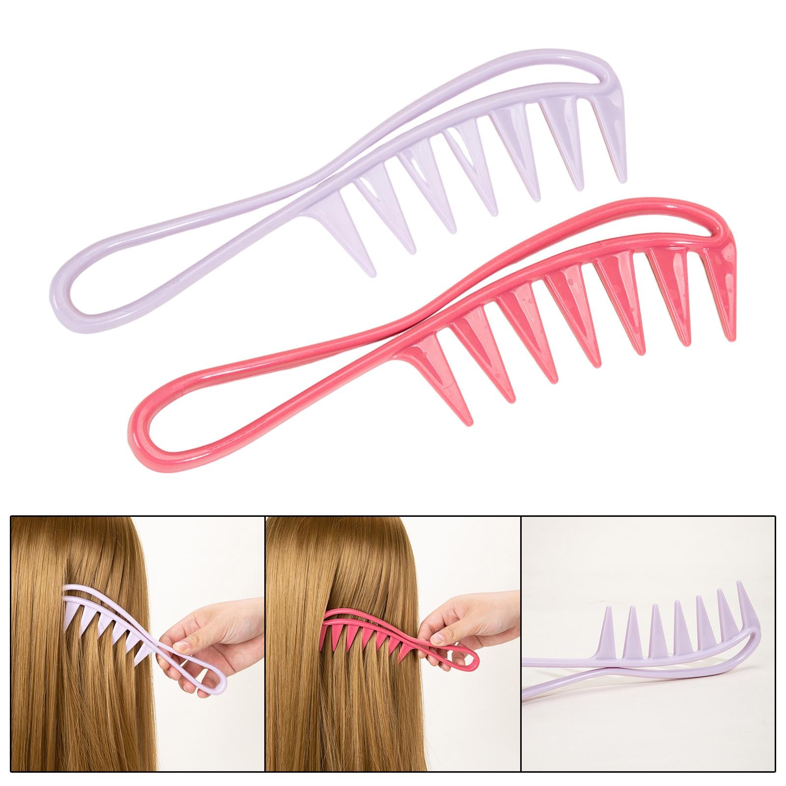 3xWide Tooth Comb Mini for Detangles Wet or Dry Hair Curly Wet Wavy Thick Hair Purple