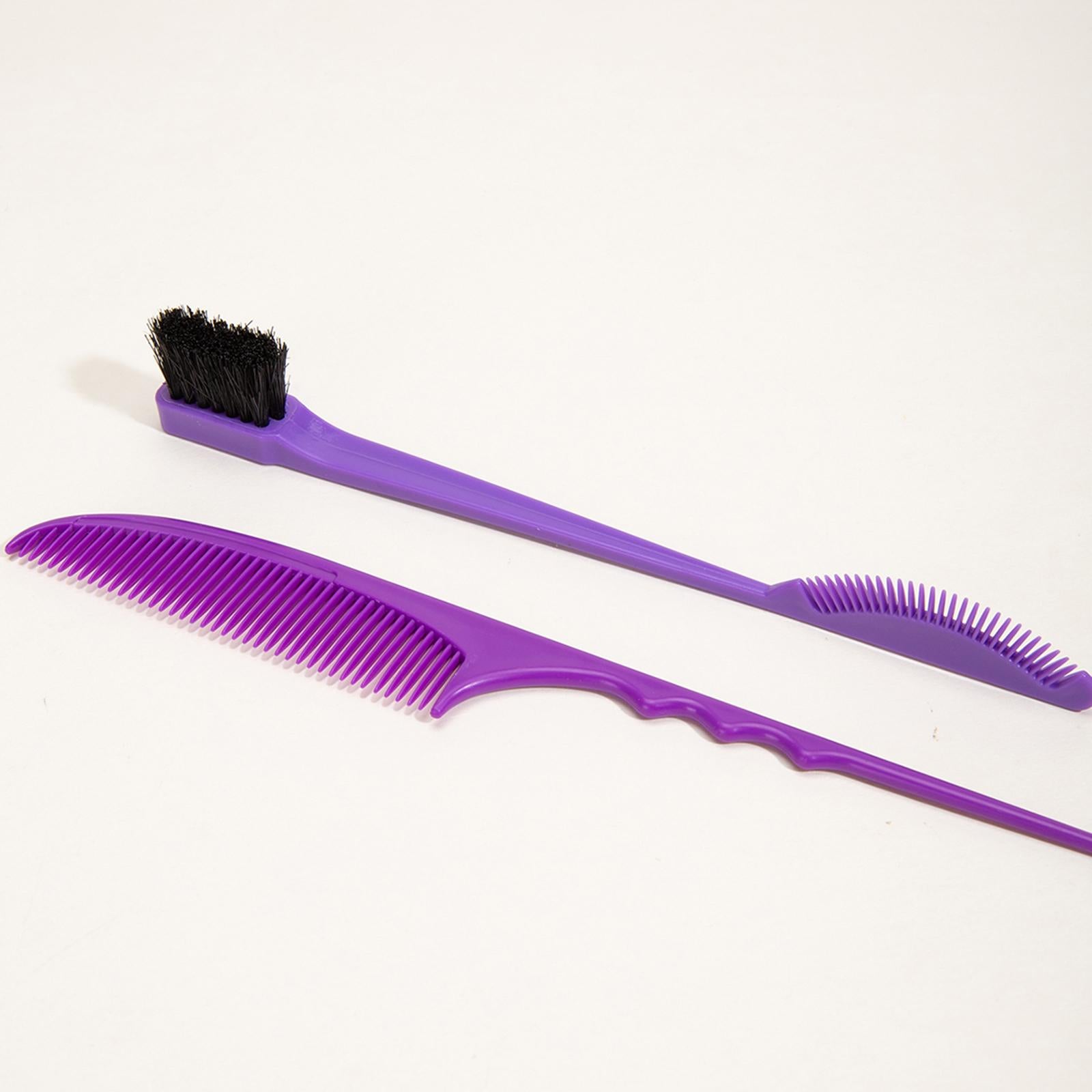 3xHair Styling Comb Set Rat Tail Comb Teasing Comb Brush Set for Women Teasing Violet