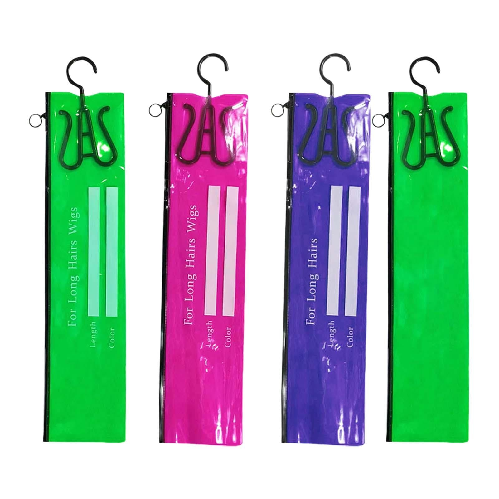2xHair Extension Storage Bag Portable Hair Extension Hanger for Synthetic Hair S Green
