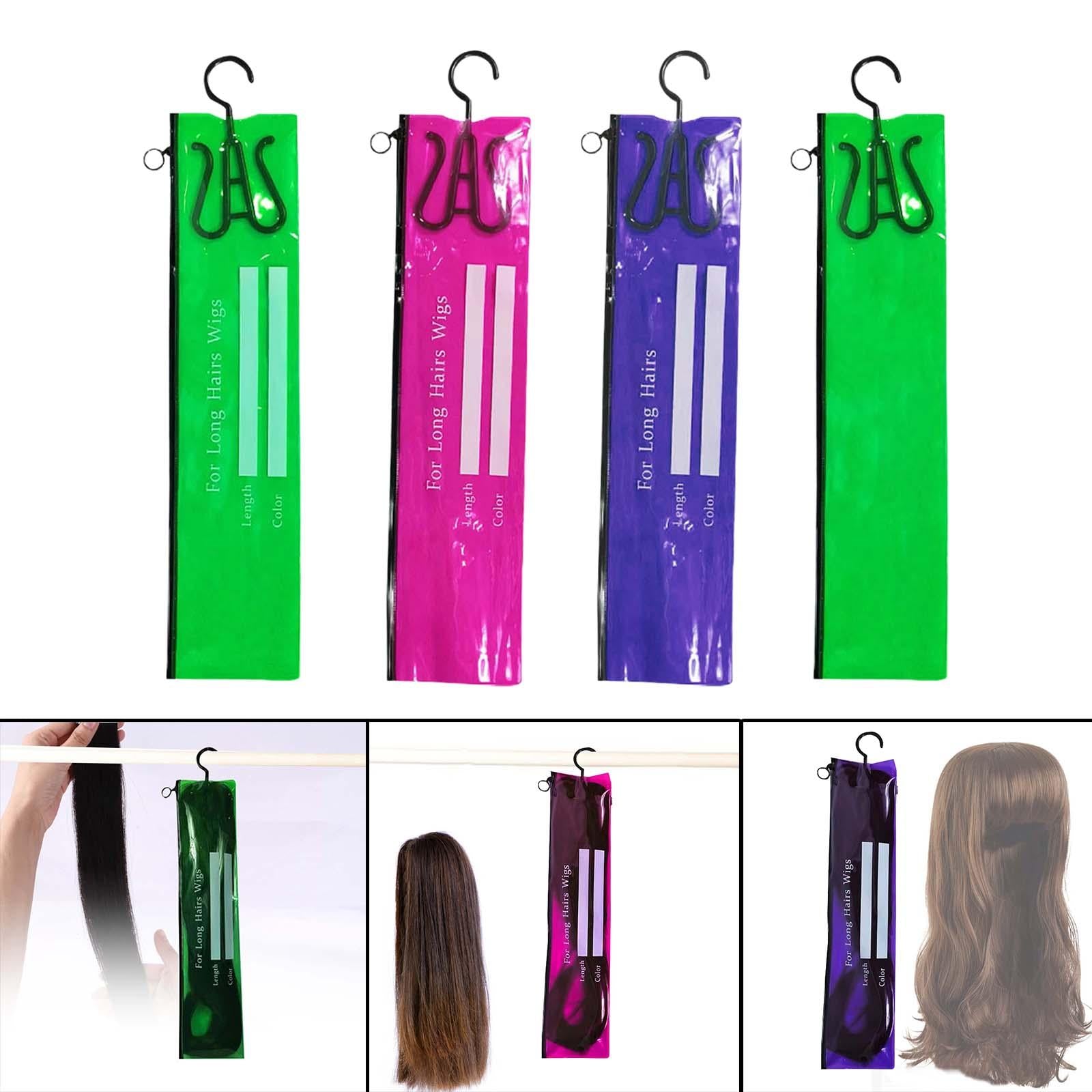 2xHair Extension Storage Bag Portable Hair Extension Hanger for Synthetic Hair S Green