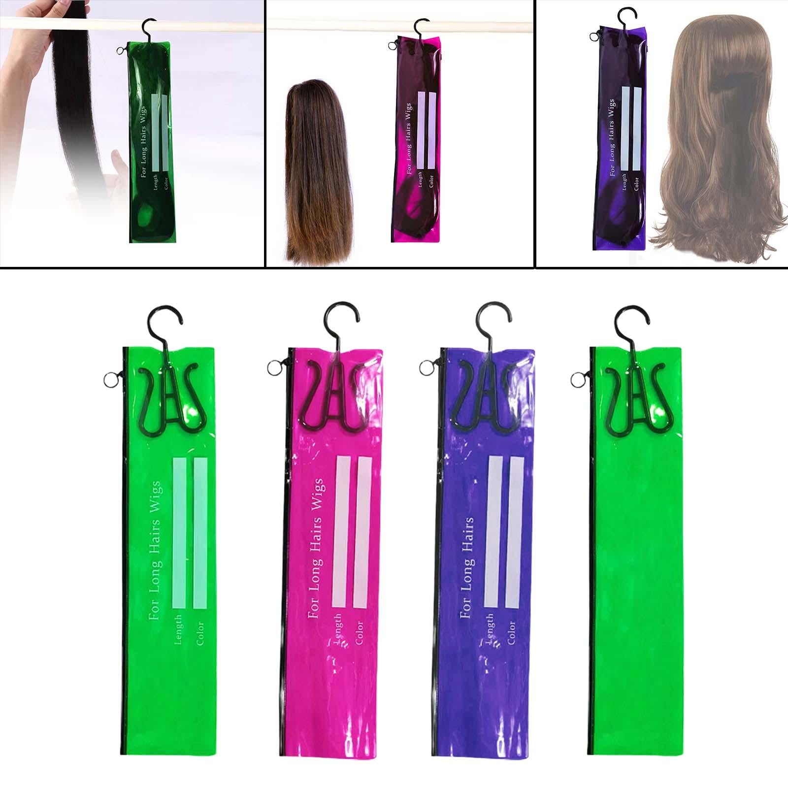 3xHair Extension Storage Bag Portable Hair Extension Hanger for Synthetic Hair S Green