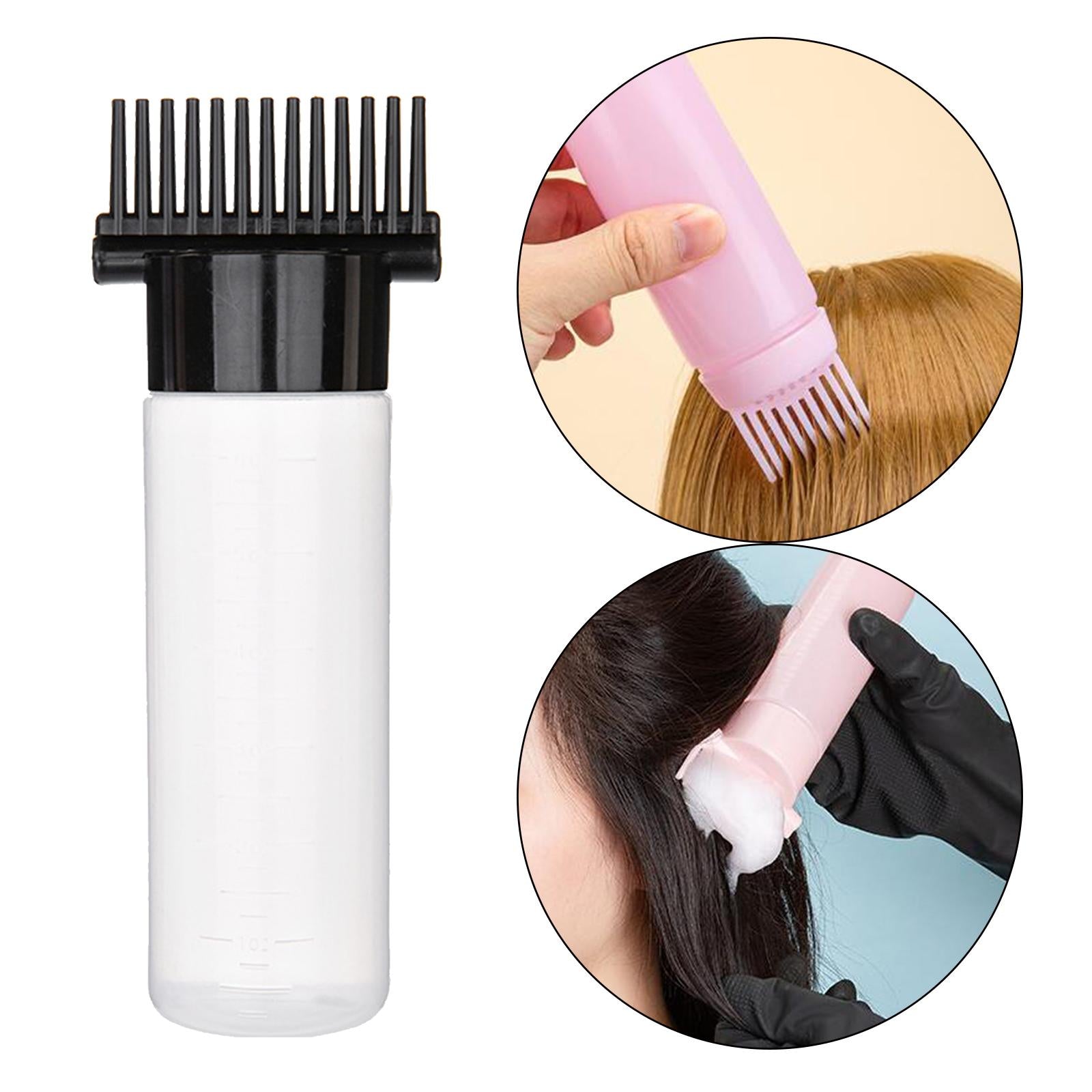 2xRoot Comb Applicator Bottle Perming Tools Hair Dye Bottle Brush for Home DIY Black